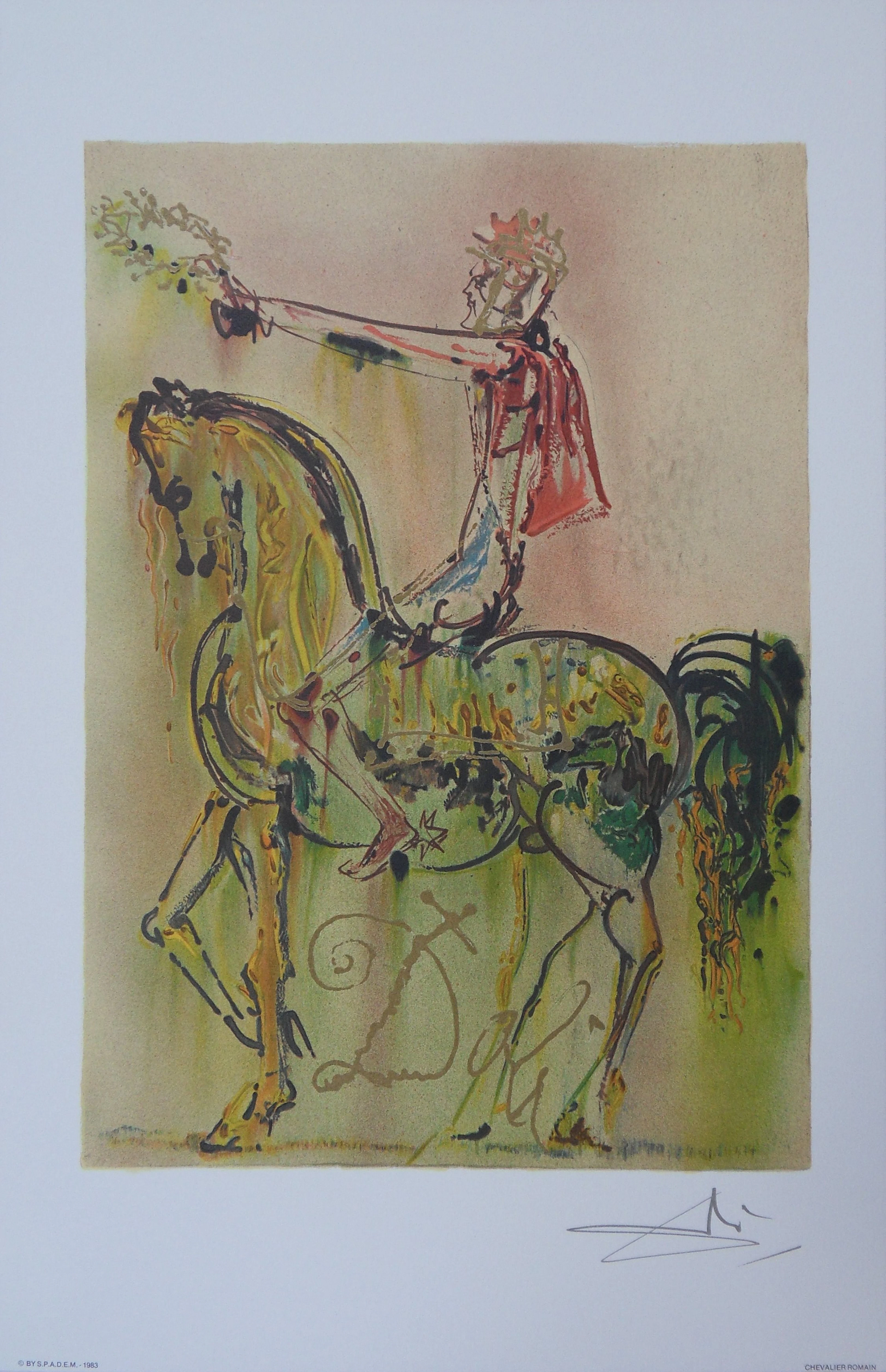 Salvador DALI : Les Chevaux, Le Chevalier Romain - Lithographie signée
