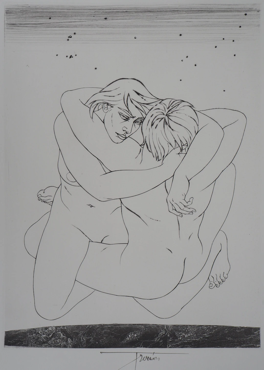 Pierre-Yves TRÉMOIS : L’étreinte - Gravure Originale Signée