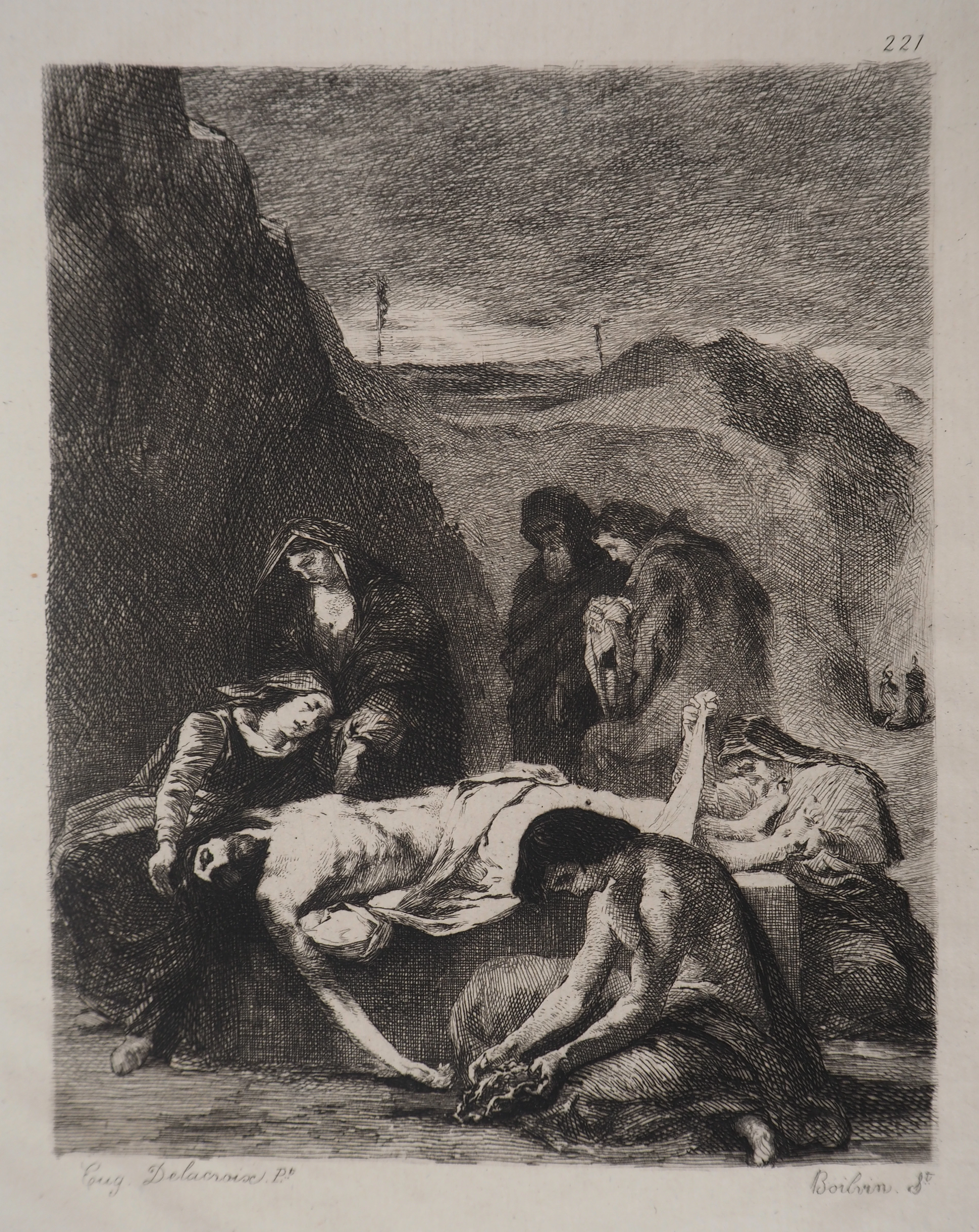 Eugène DELACROIX (d’après) - La mort de Jésus - Gravure, Signée #Durand