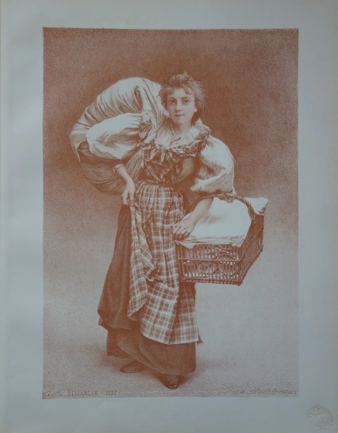 Camille BELLANGER - La Blanchisseuse, 1897 - Lithographie originale signée
