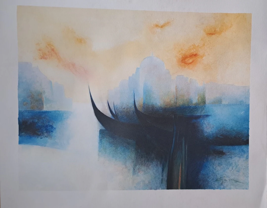 Claude Gaveau - Les gondoles - Lithographie originale signée