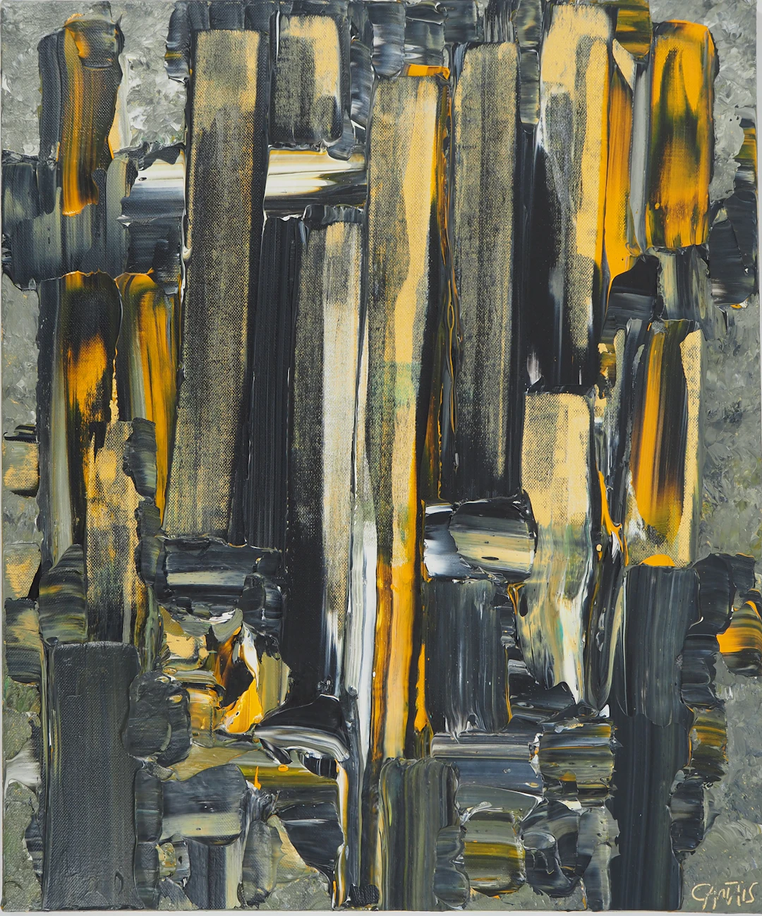Bruno CANTAIS - Sans Titre : La ville à la tombée de la nuit - Acrylique