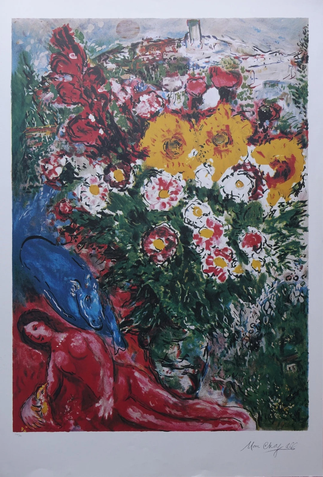 Marc CHAGALL : La femme et l’oiseau, Lithographie signée, 500ex
