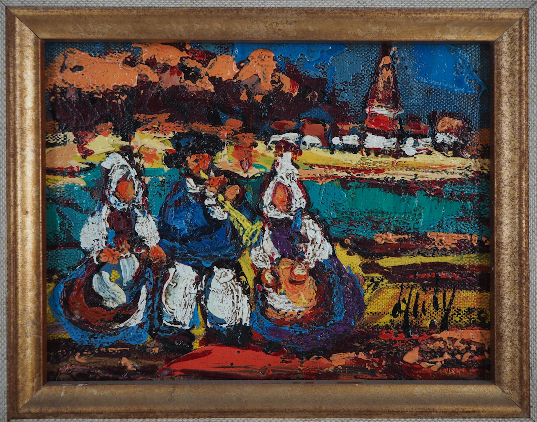 Henry Maurice D’ANTY - Bretonnes et Musicien - Huile sur toile signée