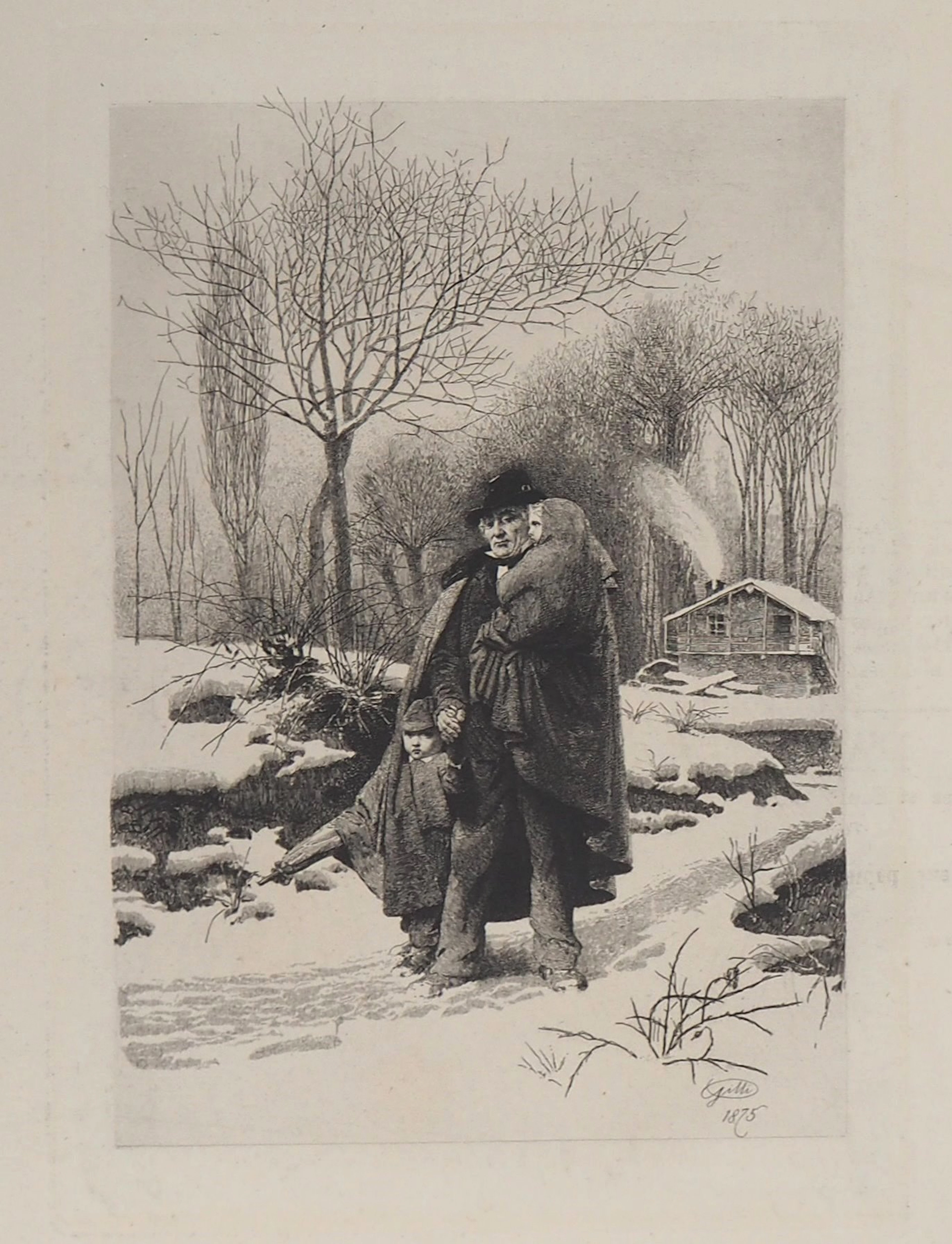 Alberto Maso GILLI : Grand père et ses petits enfants en promenade