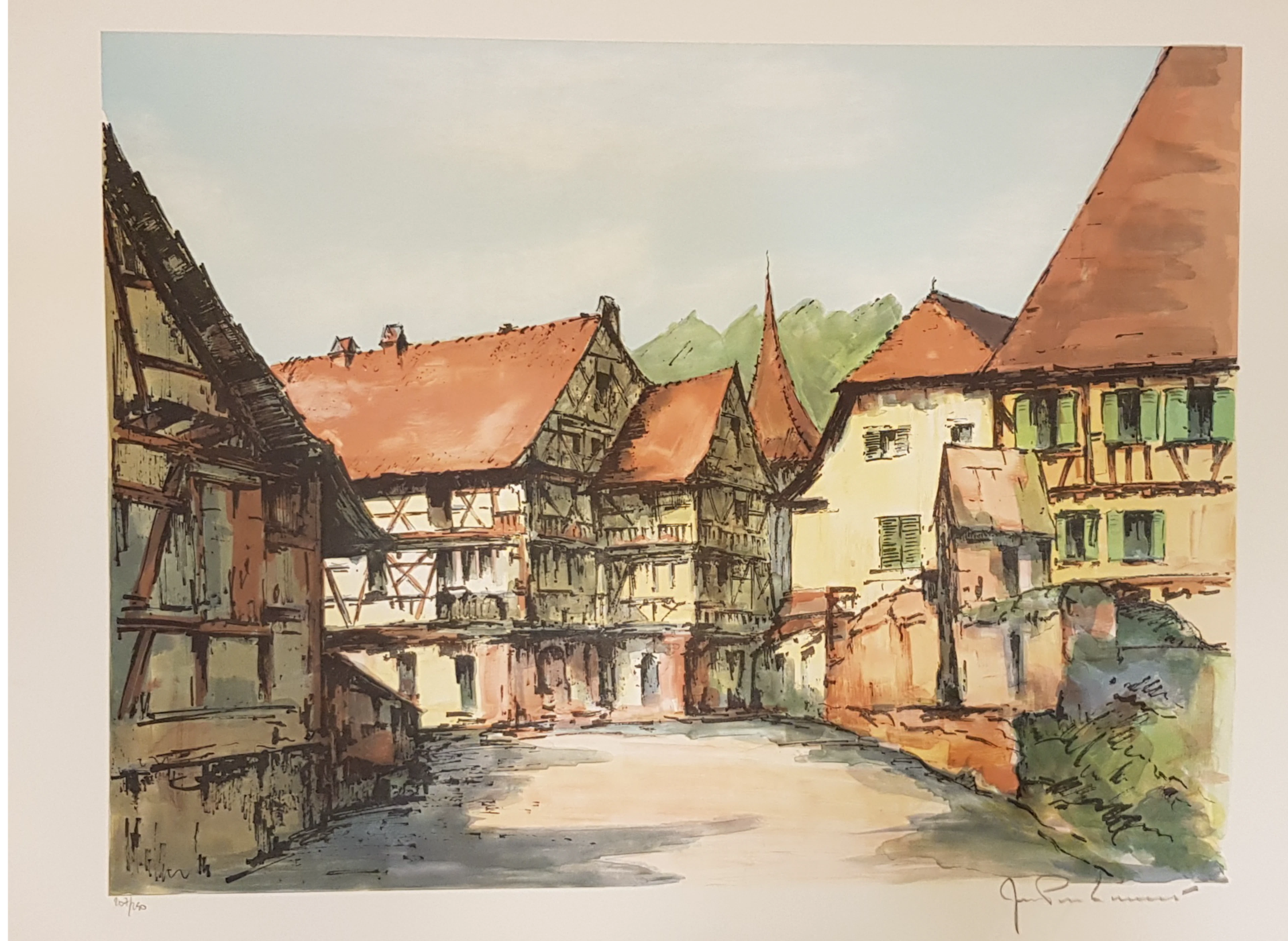 Jean Pierre LAURENT - Le Village, circa 1980 - Lithographie originale signée