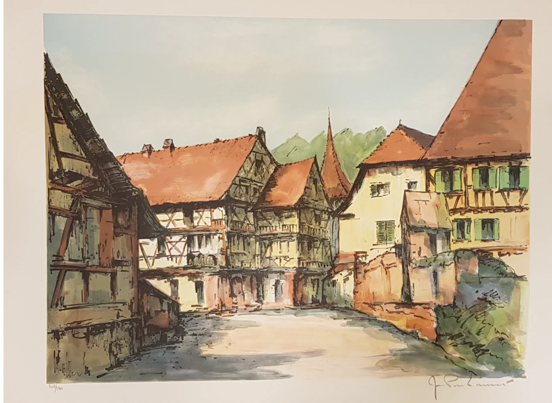 Jean Pierre LAURENT - Le Village, circa 1980 - Lithographie originale signée