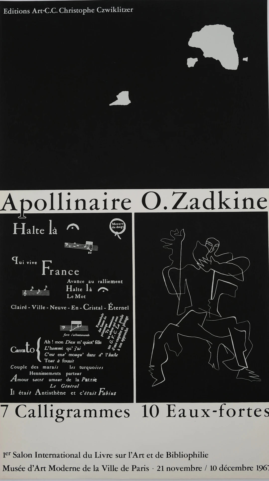 Ossip ZADKINE : 7 calligrammes 10 eaux fortes - Lithographie originale