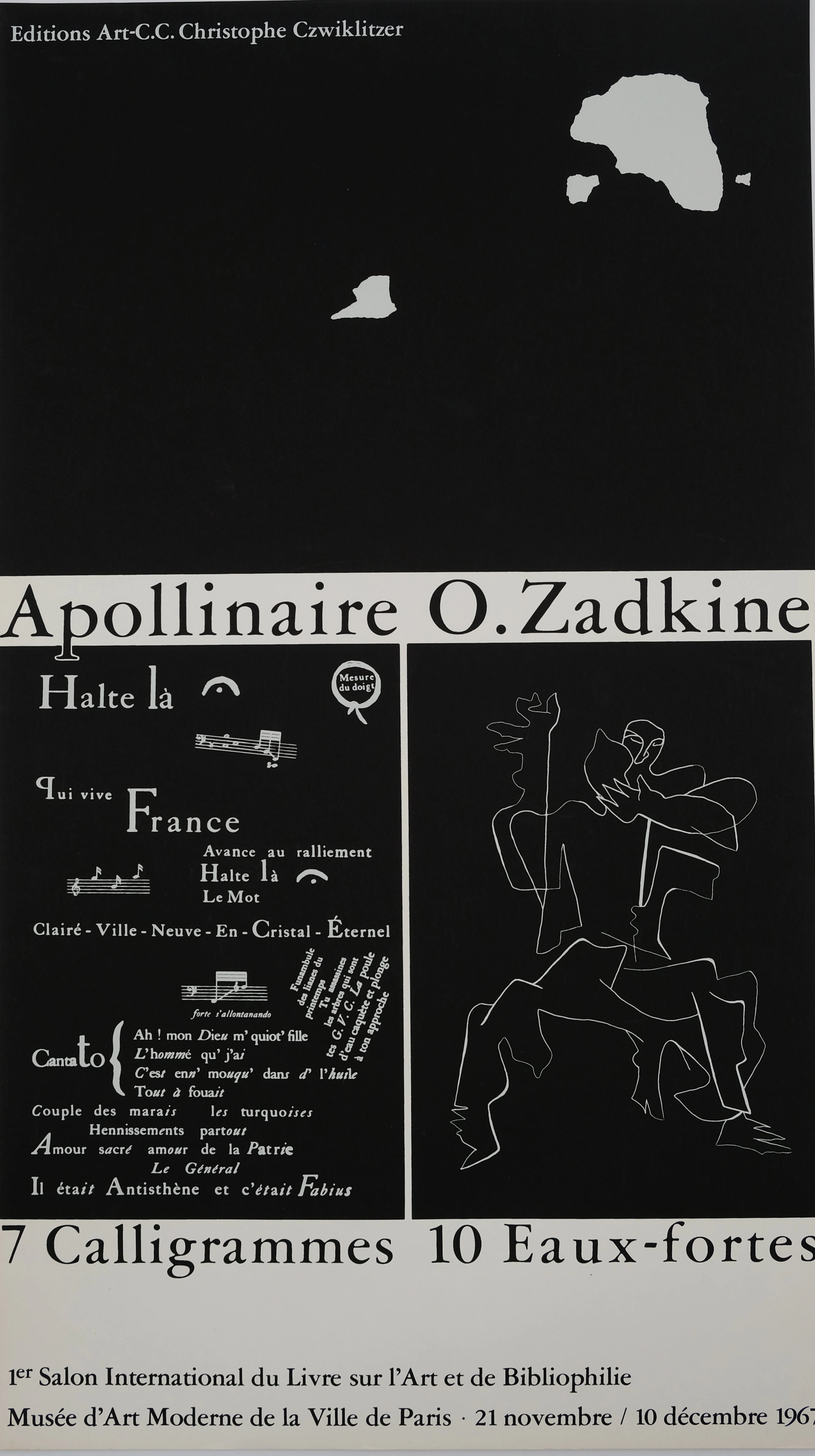 Ossip ZADKINE : 7 calligrammes 10 eaux fortes - Lithographie originale
