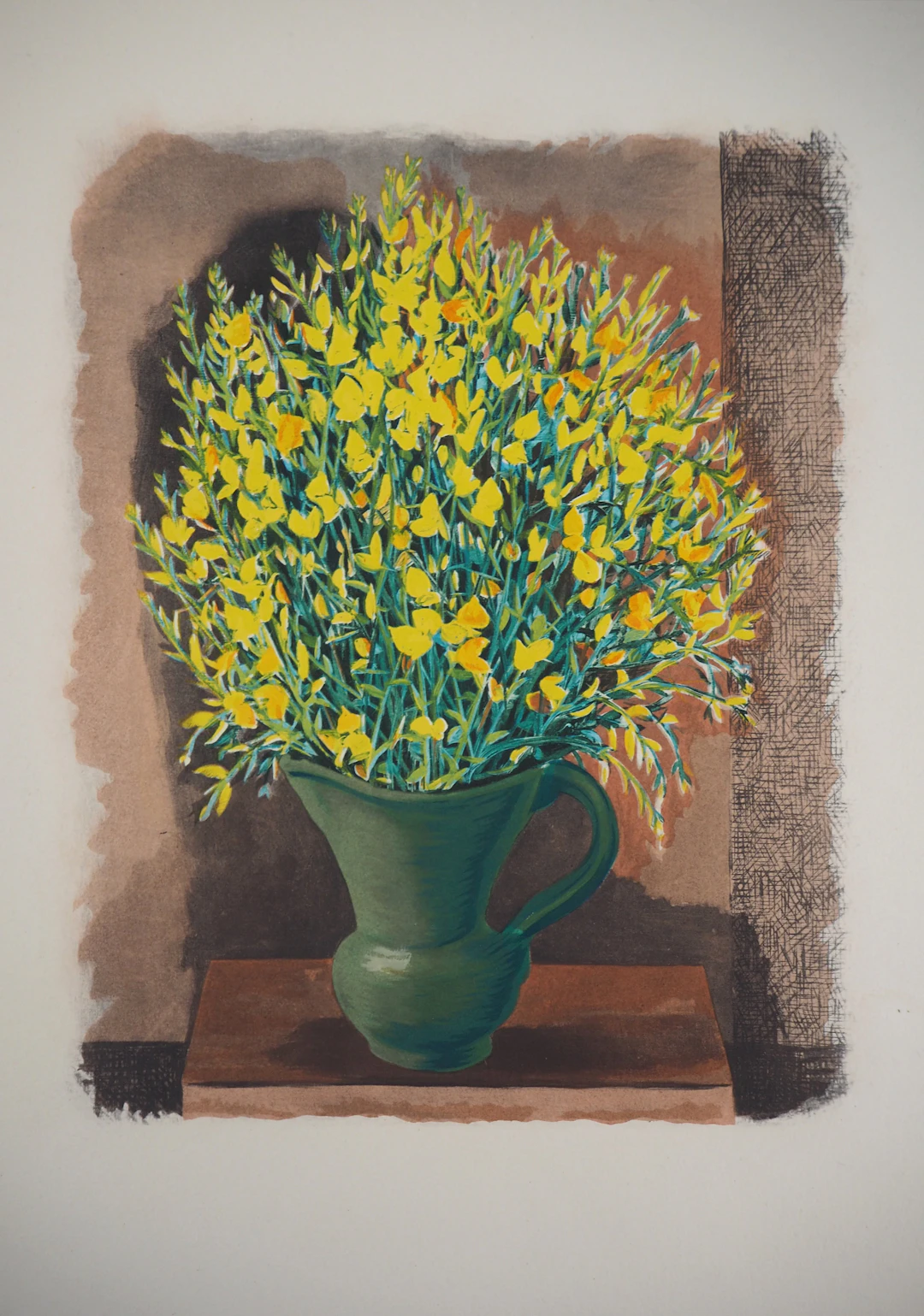 Moïse KISLING : Bouquet de fleurs des champs jaunes - Lithographie