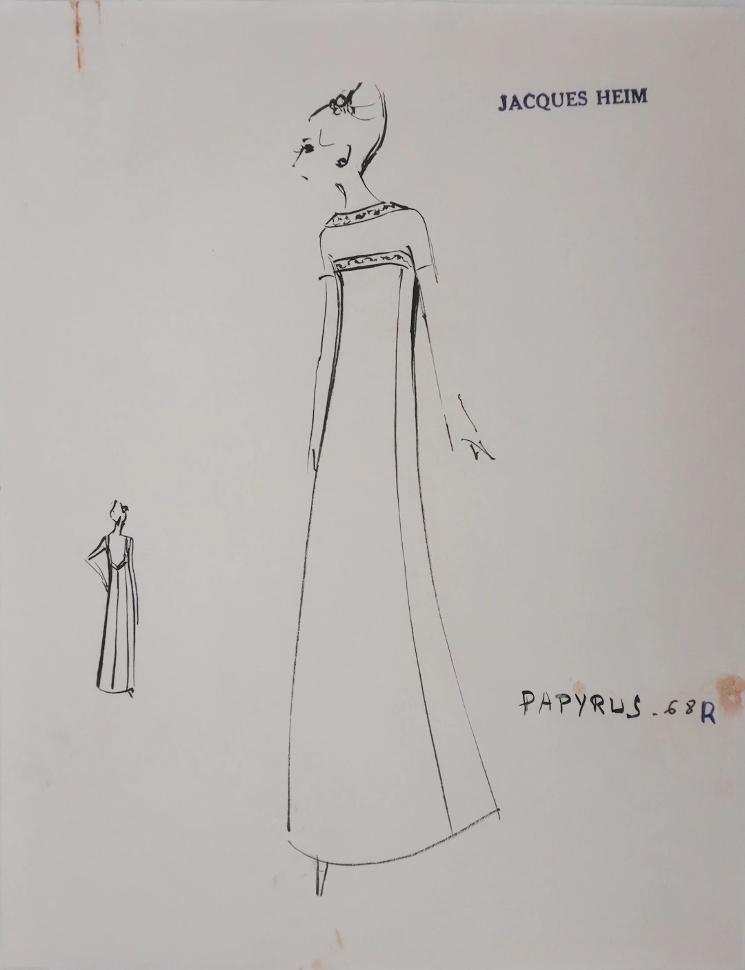 Jacques HEIM : Robe Papyrus, Dessin original signé