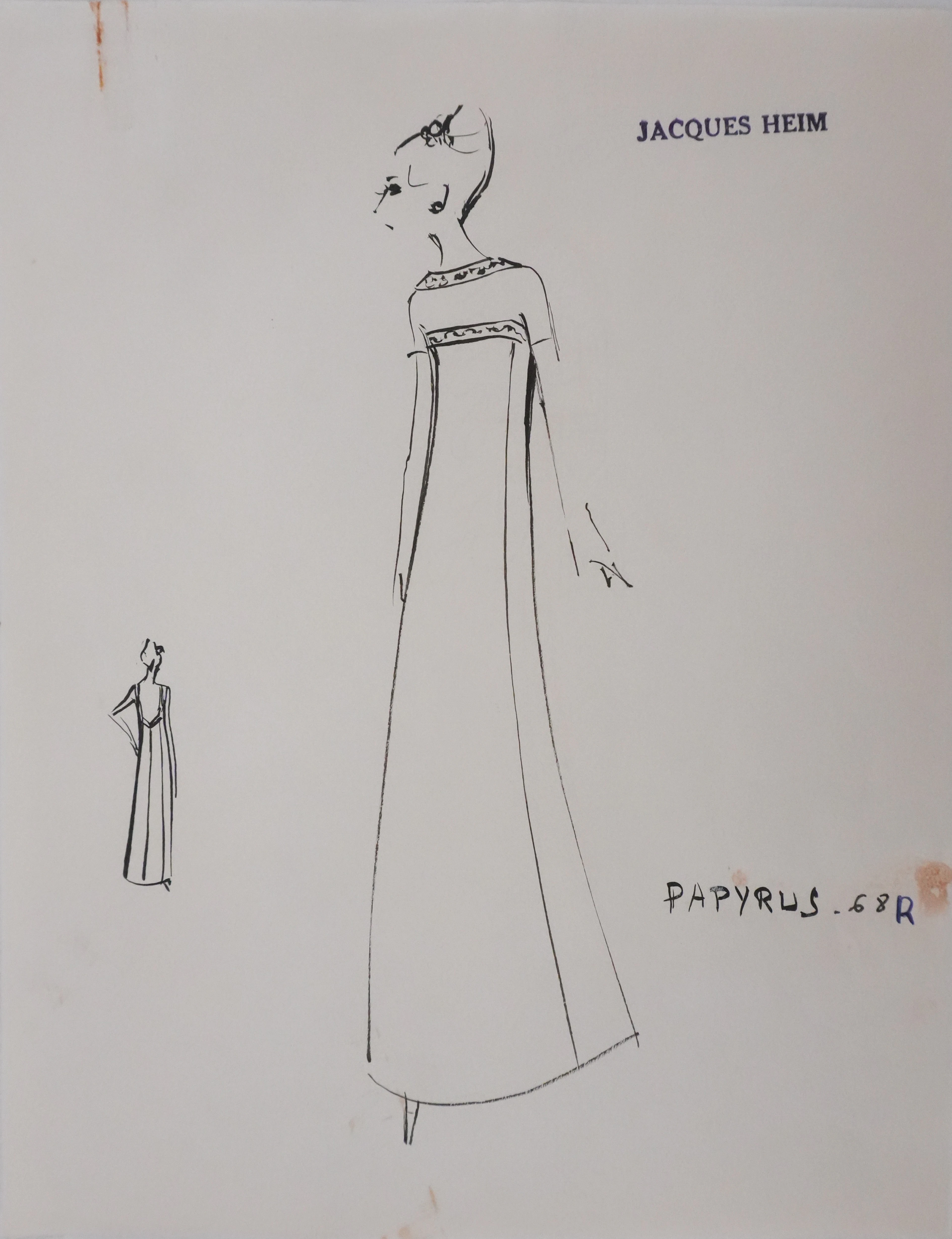 Jacques HEIM : Robe Papyrus, Dessin original signé