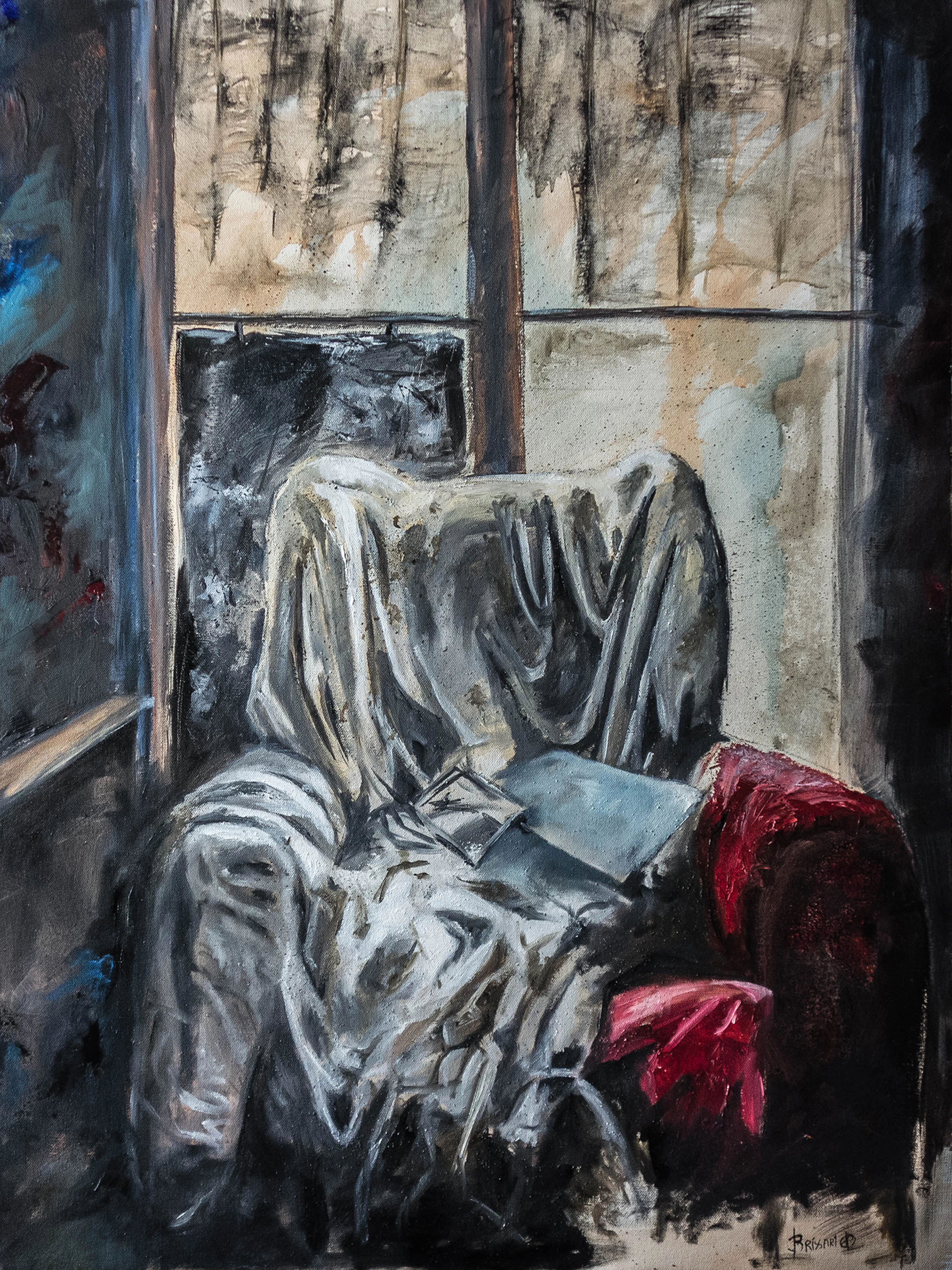 Jean-Pierre BRISSART -Le fauteuil rouge, 2018, Huile sur toile signée