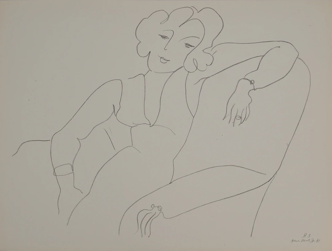 Henri MATISSE : Jeune femme à la posture désinvolte, Lithographie signée
