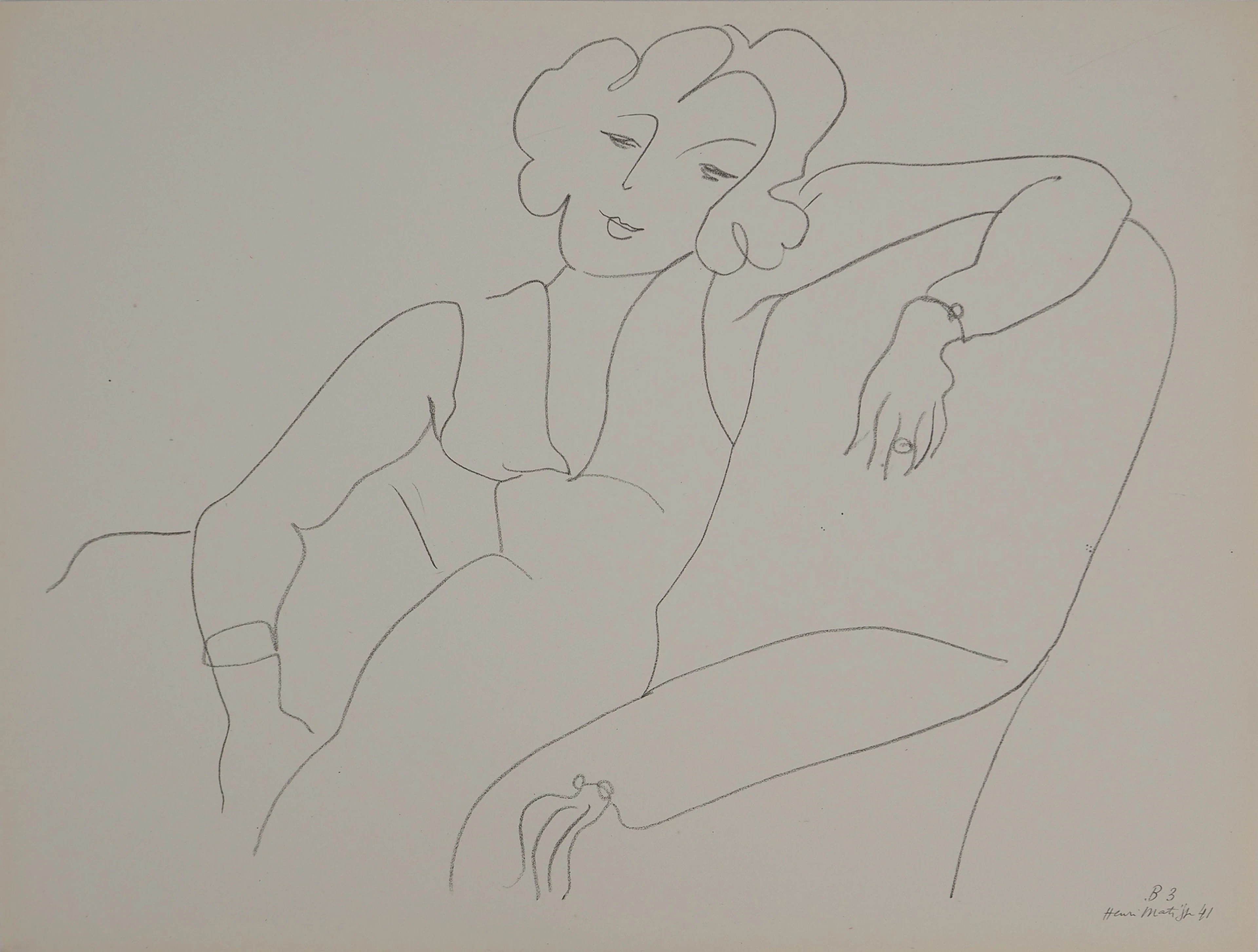 Henri MATISSE : Jeune femme à la posture désinvolte, Lithographie signée