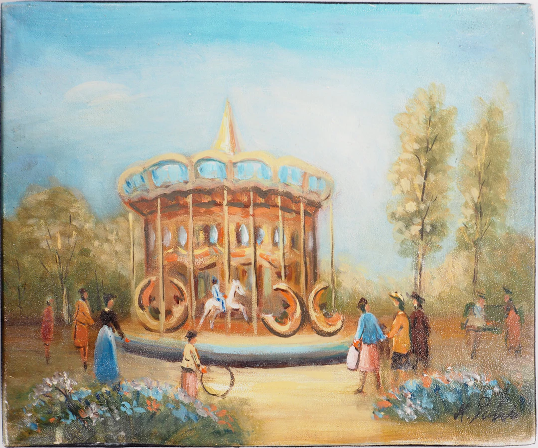 Michel PABOIS - Paris : carrousel du jardin des Tuileries - Huile