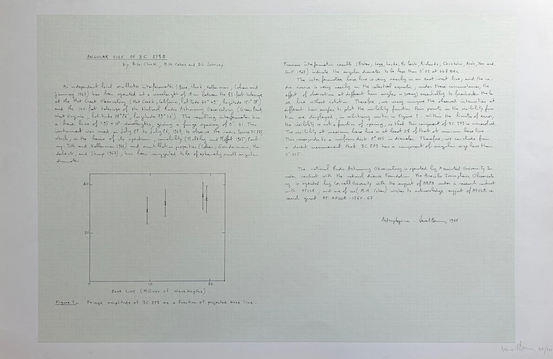 Bernar VENET - Angular Size of 3C 273B, 1967 - Lithographie signée au crayon