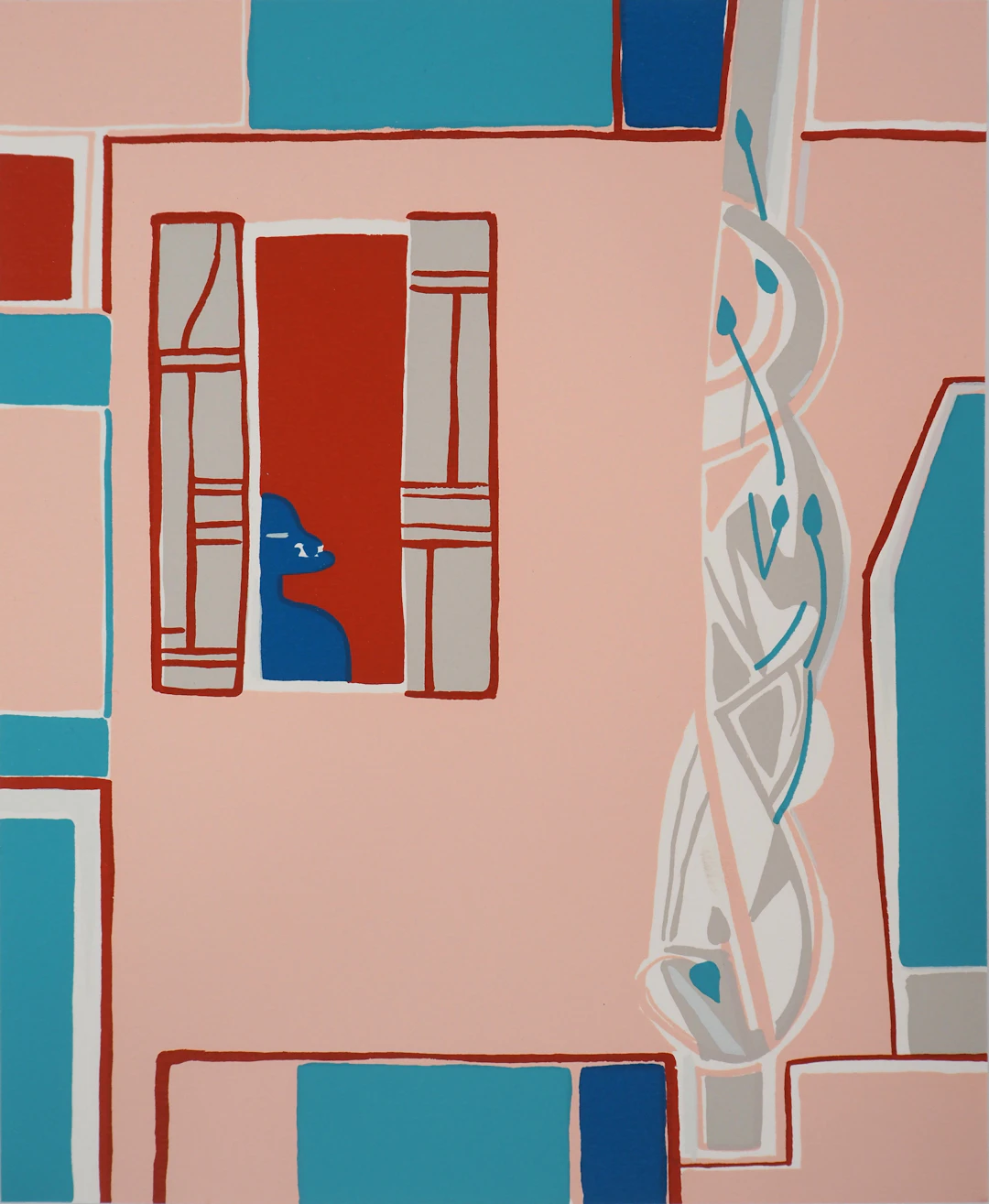 Françoise GILOT : La maison rose, Sérigraphie originale
