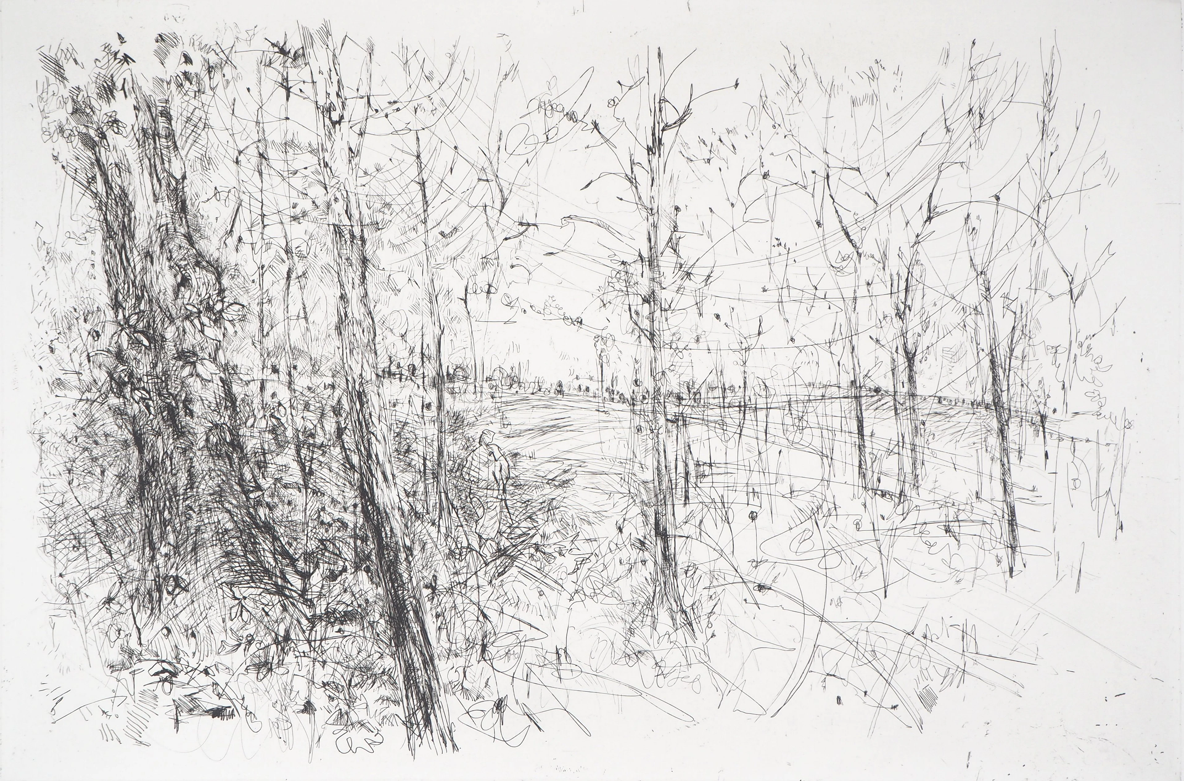 Yves-Jean COMMERE : A la lisière des bois - Gravure originale signée