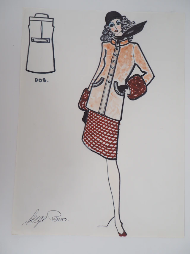 Serge PONS - Veste à col mao - Aquarelle signée