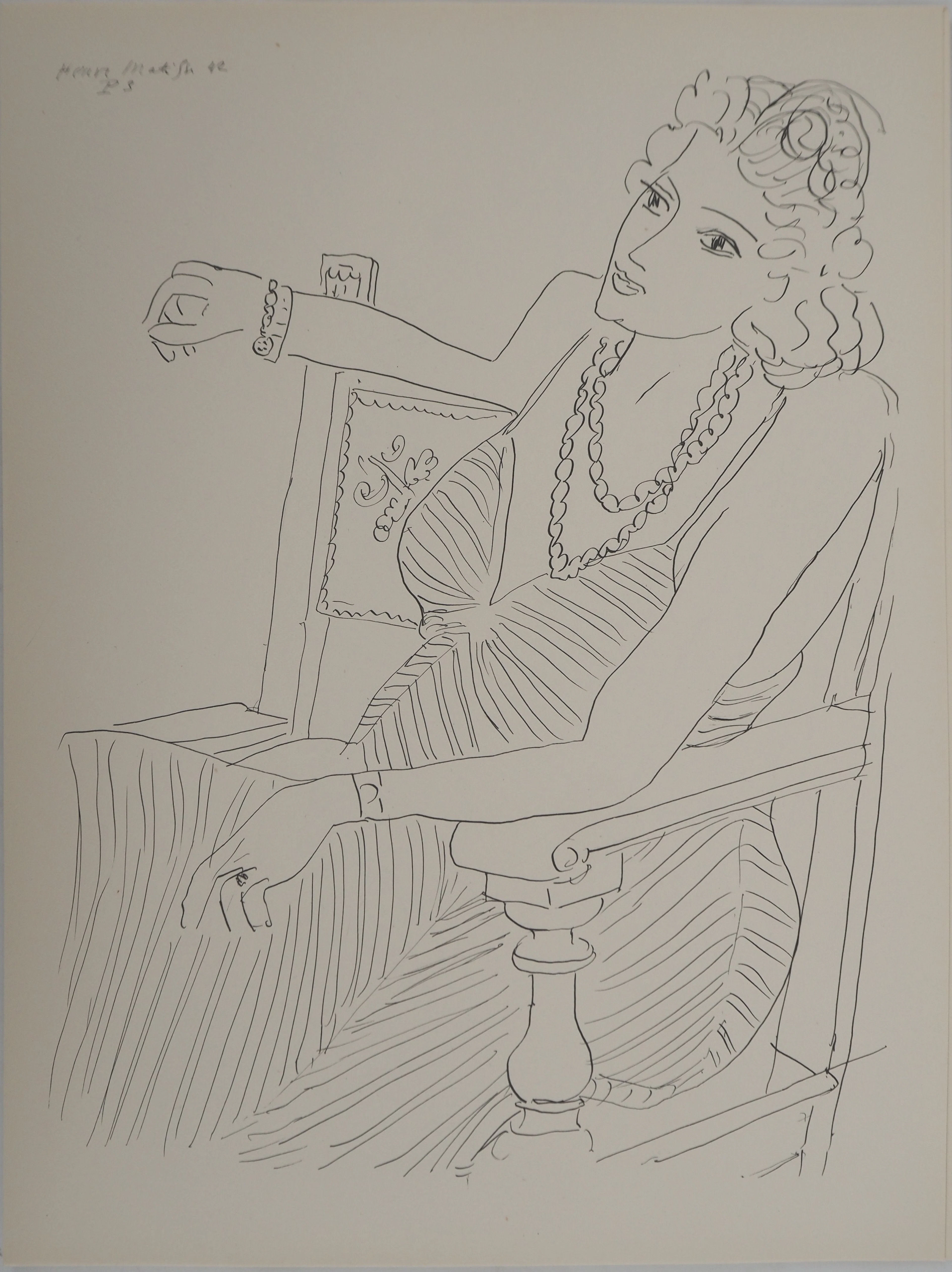Henri MATISSE : Femme attentive, Lithographie signée