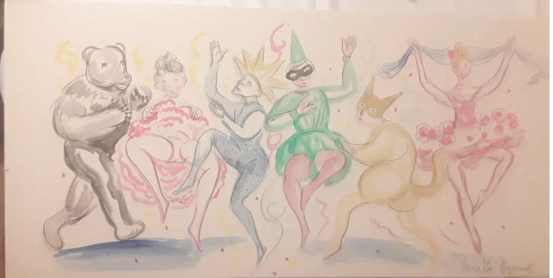 Veronika Issaeva-Agenos - Carnaval - Aquarelle, crayon sur carton