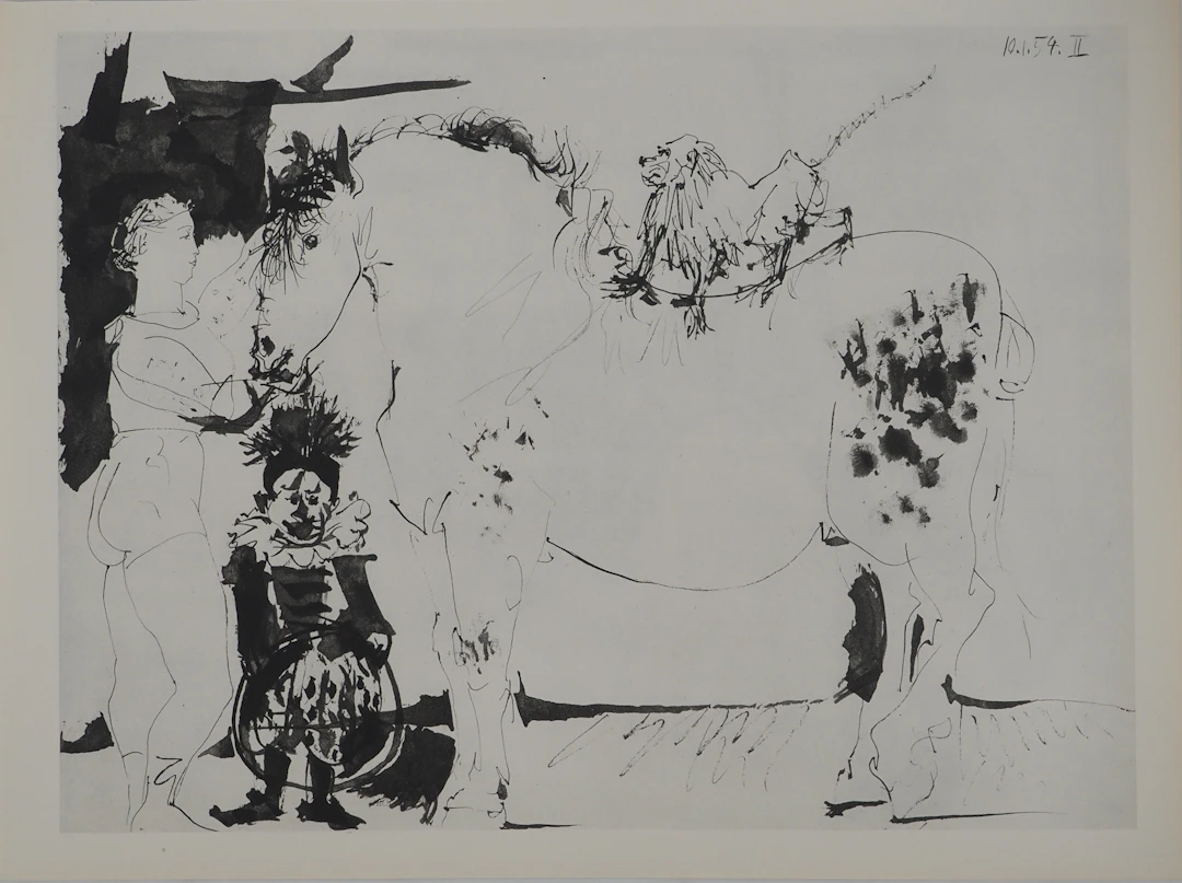 Pablo PICASSO : Comédie Humaine, La domptrice de chevaux, Héliogravure