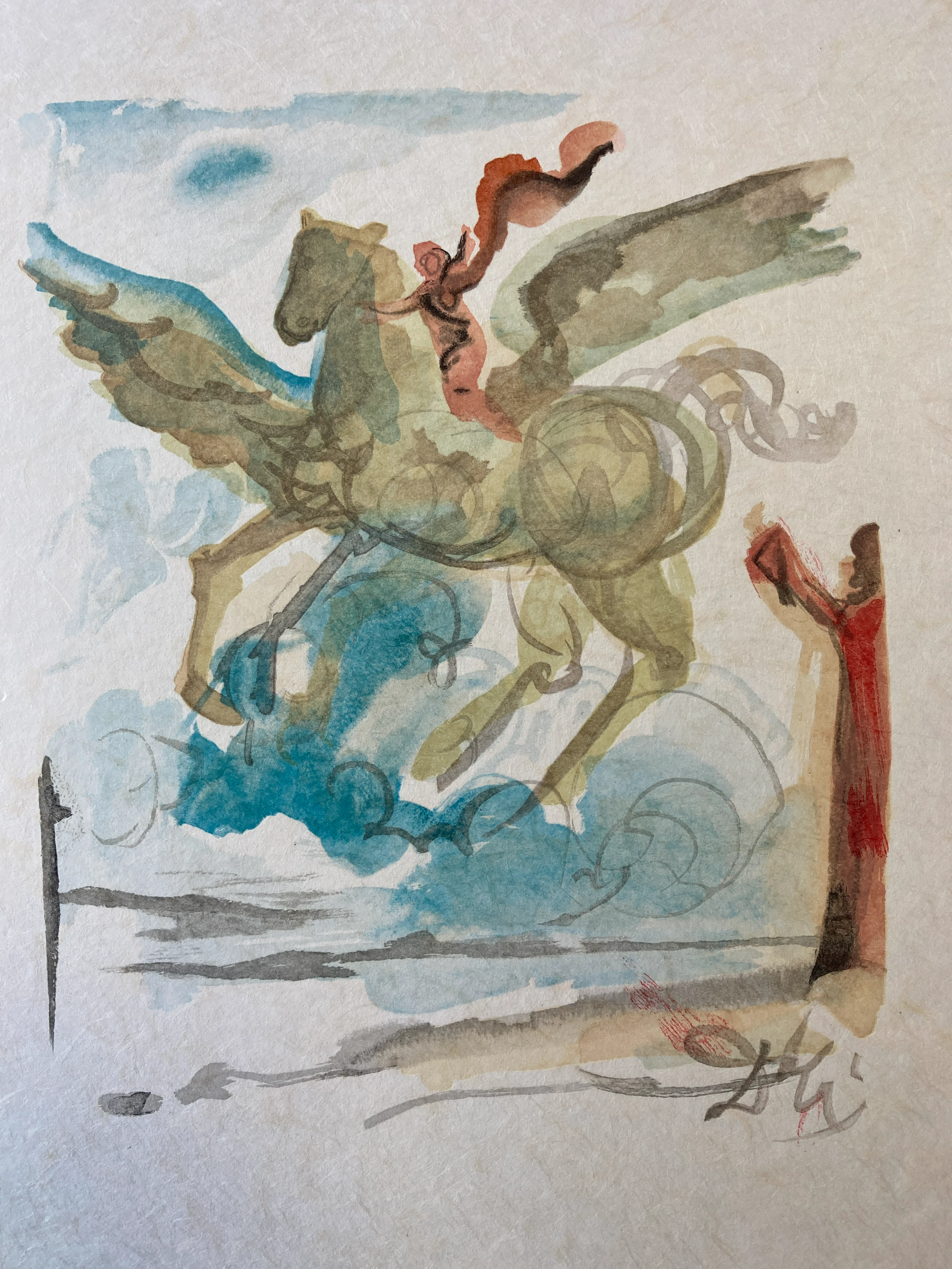 Salvador DALI - "Un généreux coursier", 1978, gravure sur bois