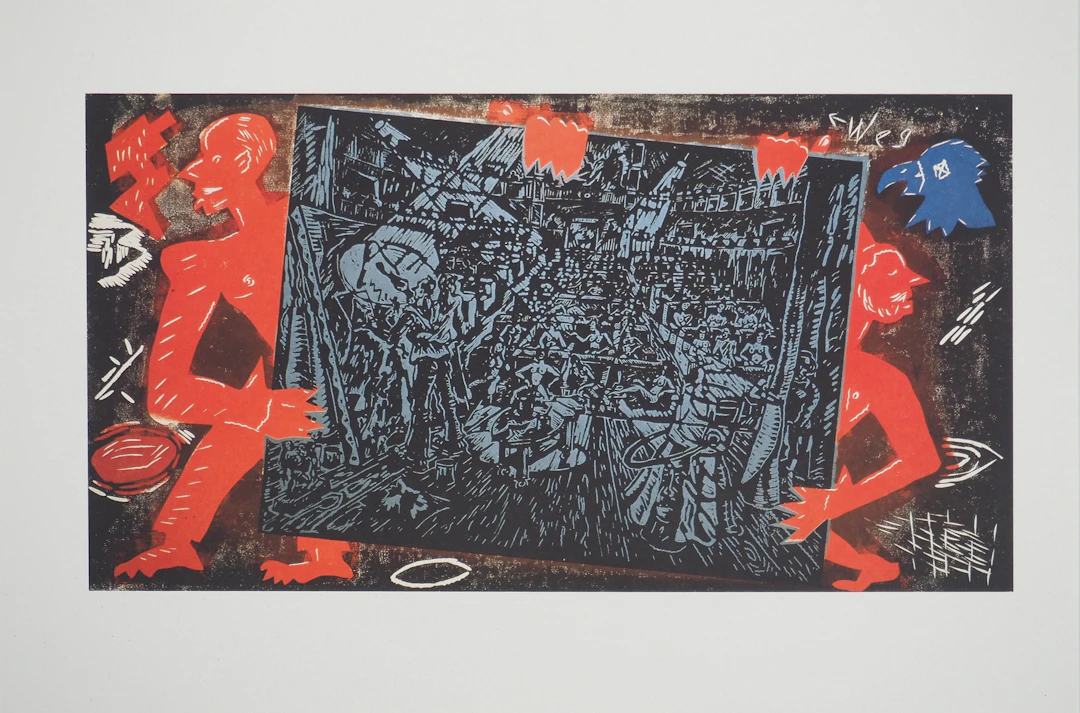 Jorg IMMENDORF : Enlèvement des Sabines, Héliogravure