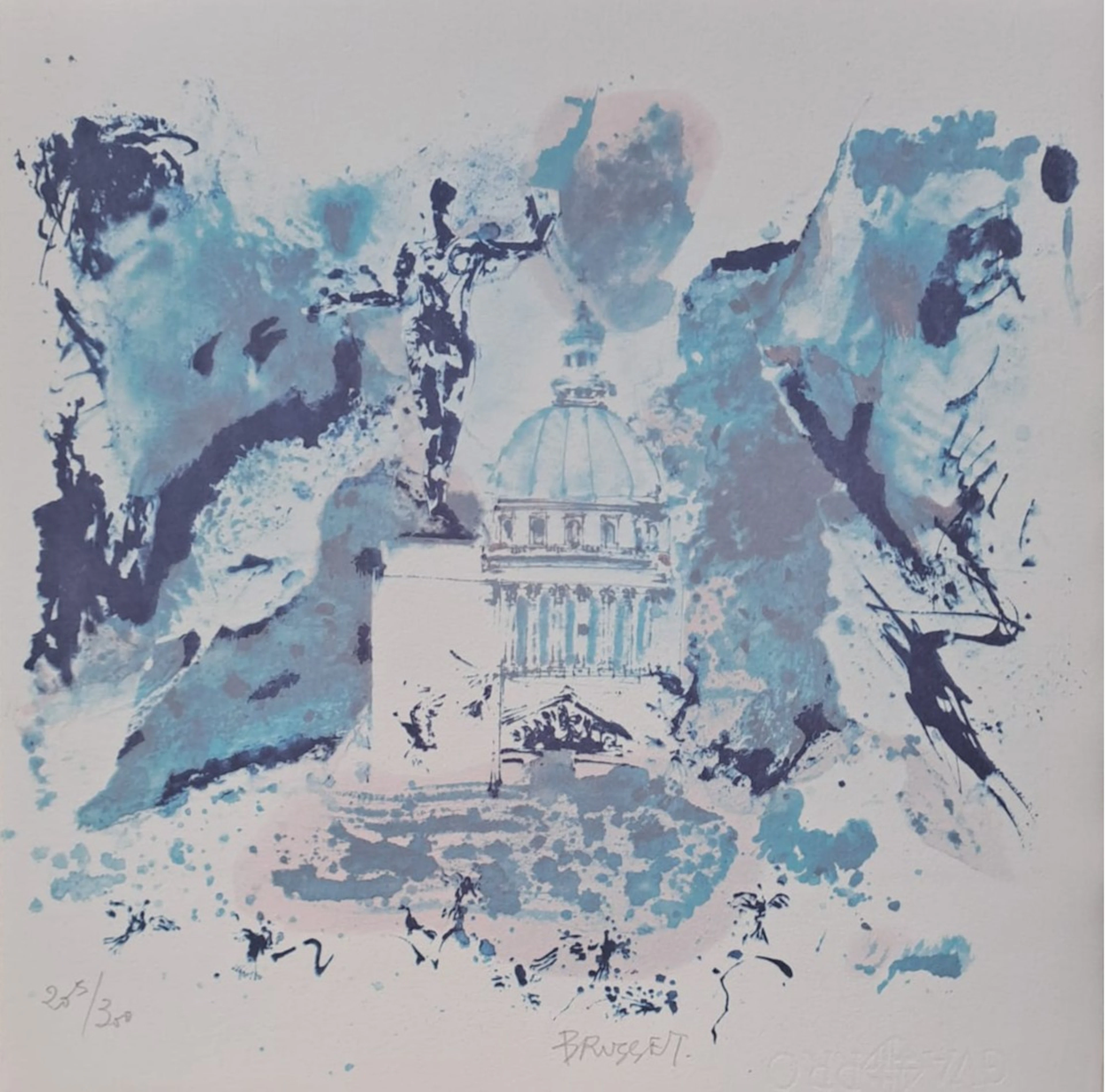 Jean-Paul Brusset - Jardins et Palais du Luxembourg - Lithographie