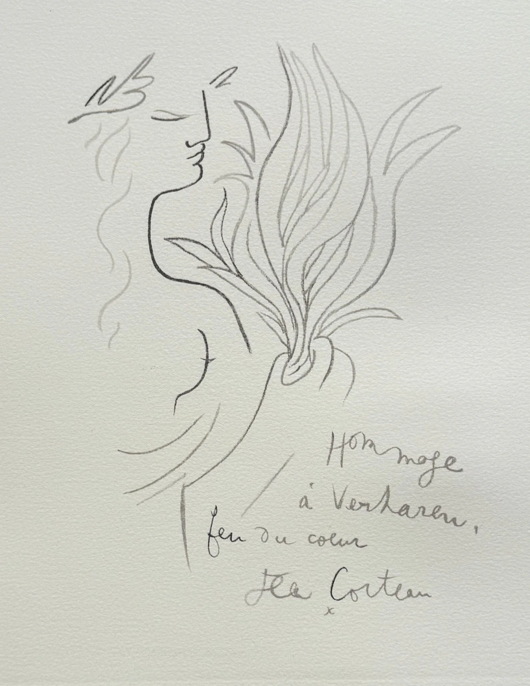 Jean COCTEAU - Hommage à Verharen - Lithographie signée dans la planche