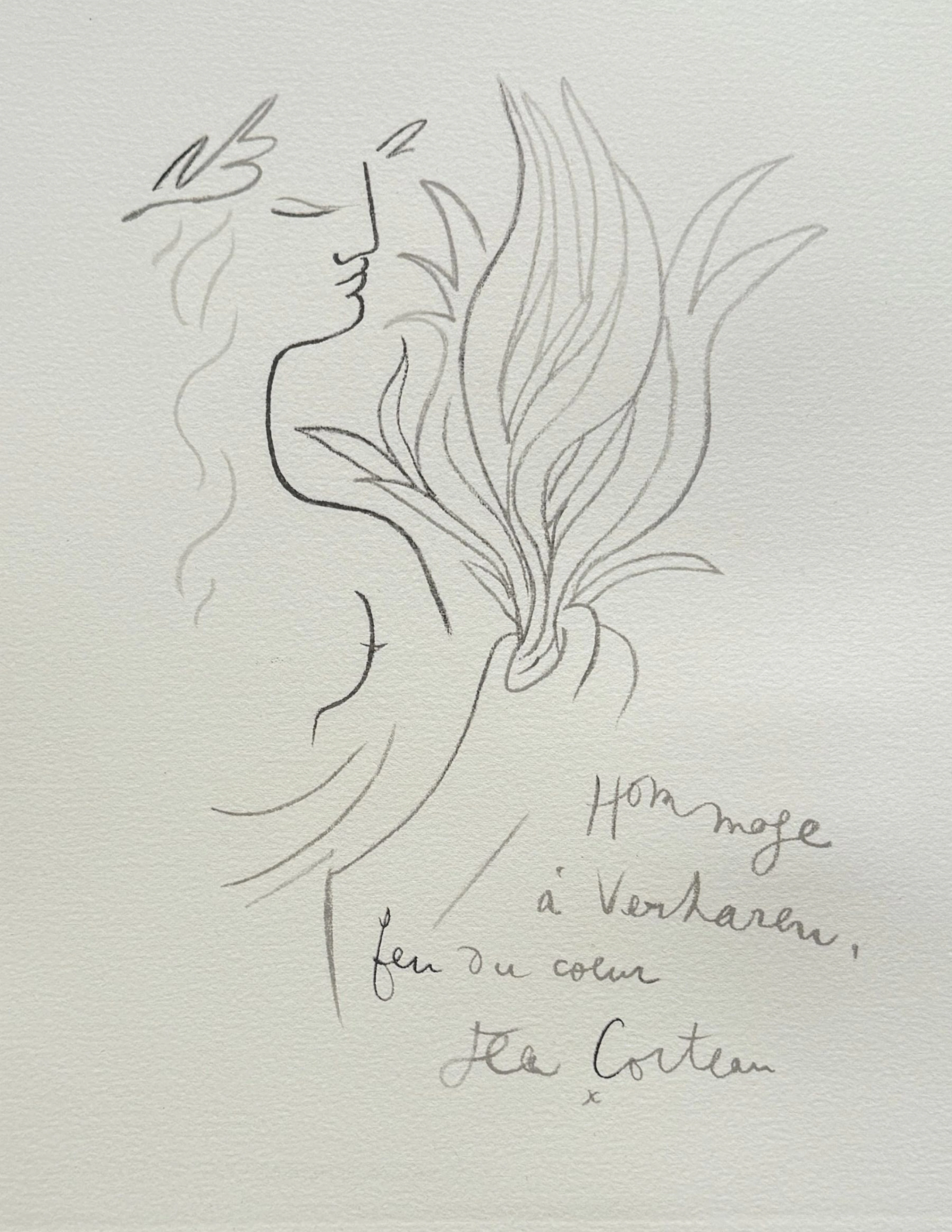 Jean COCTEAU - Hommage à Verharen - Lithographie signée dans la planche
