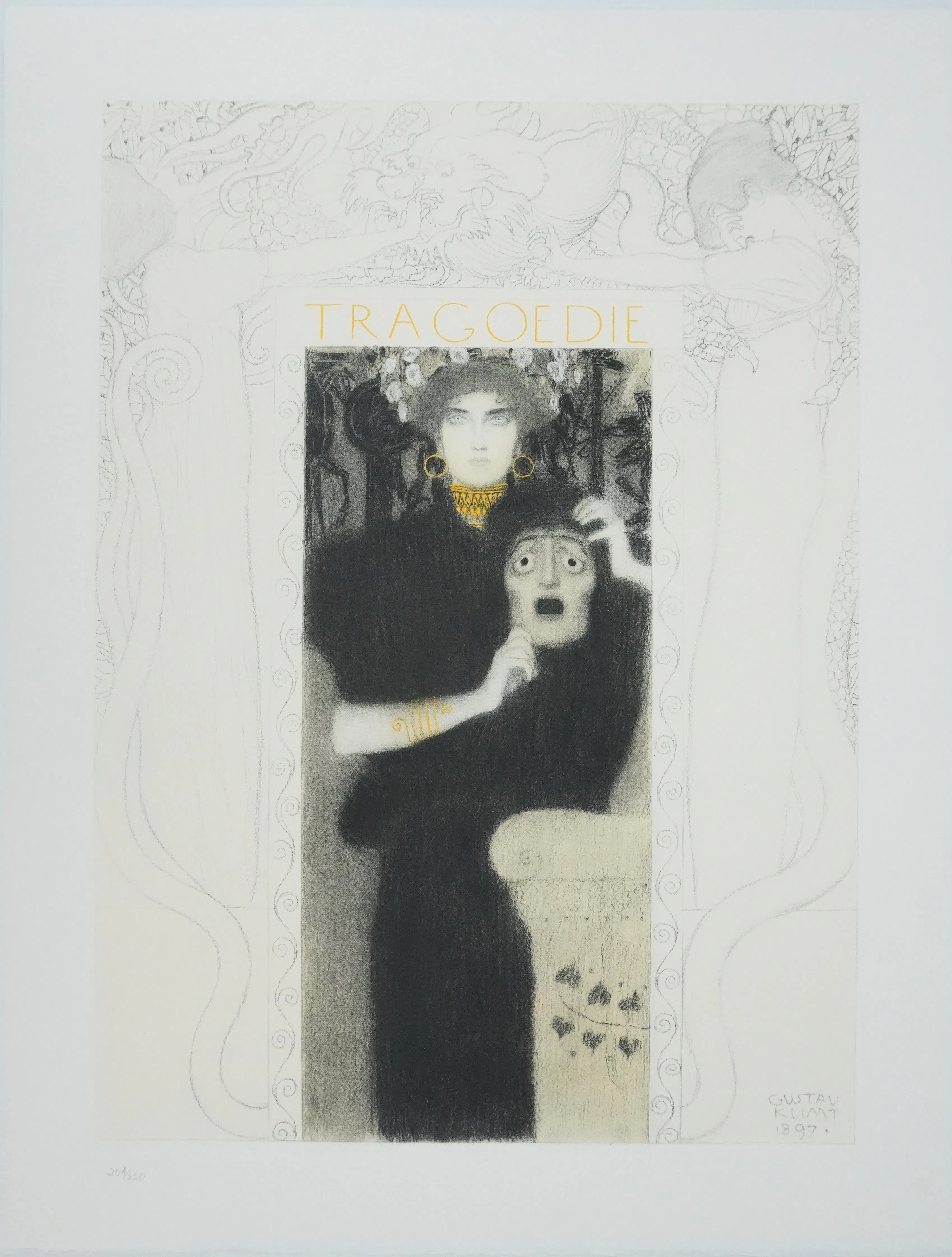 Gustav KLIMT : Tragédie, Lithographie signée