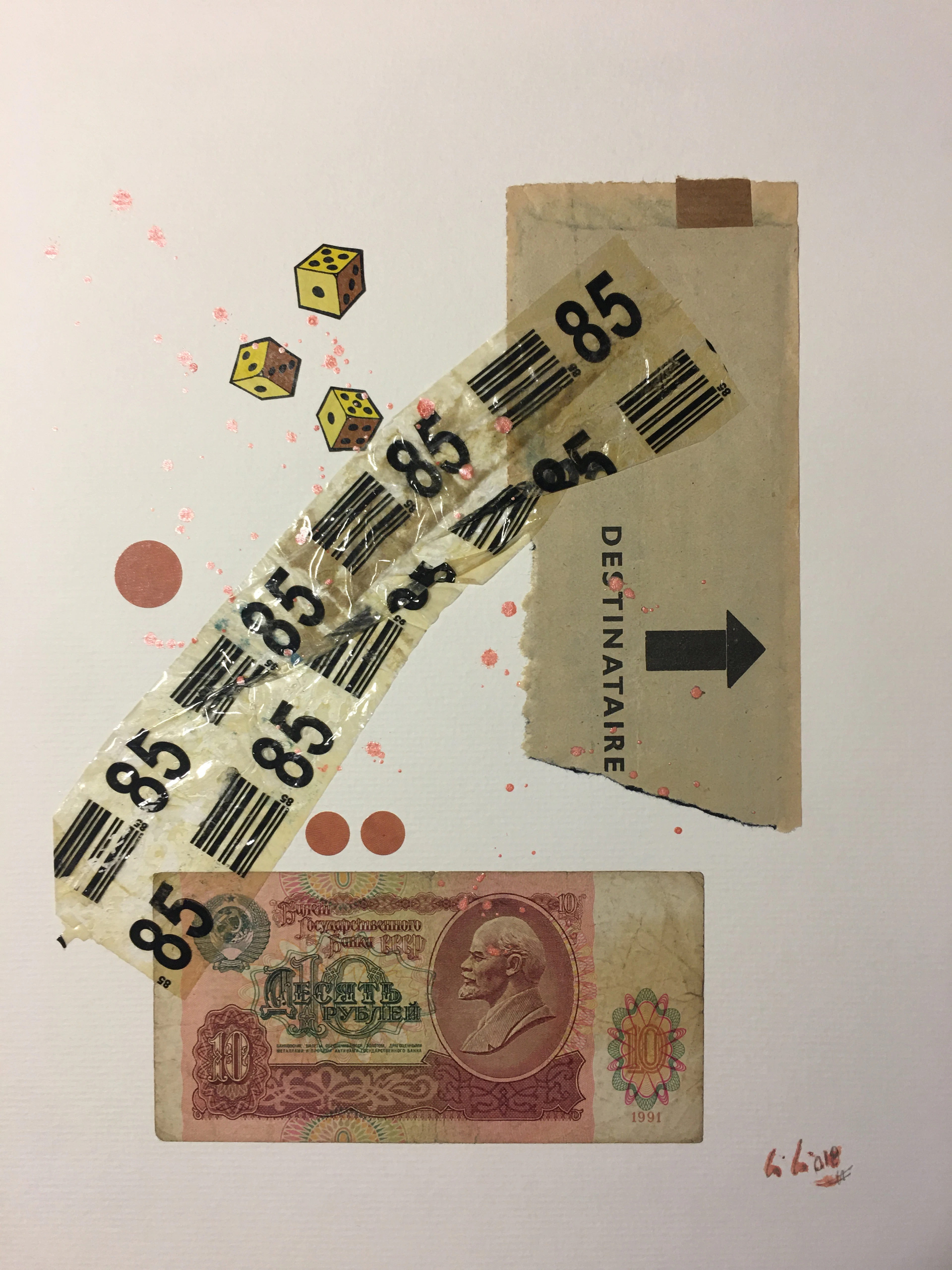 Christophe STOUVENEL - No Sense Pokertrip, 2018 - Collage signé