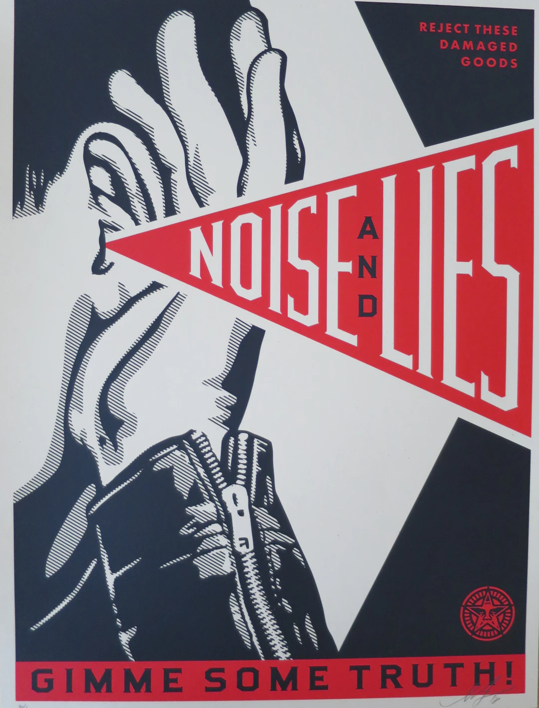 Shepard FAIREY (Obey) - Noise and Lies Cream, 2018 - Sérigraphie signée