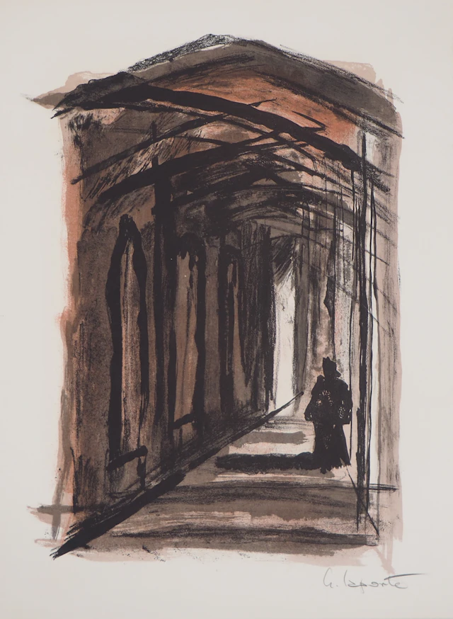 Georges LAPORTE - Le vieux Cloitre, 1971 - Lithographie originale signée