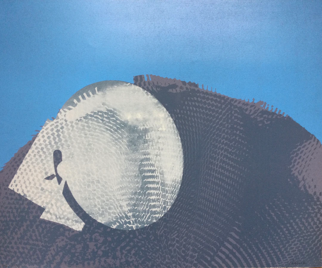 Claude VISEUX - Composition en bleu - Lithographie originale signée au crayon