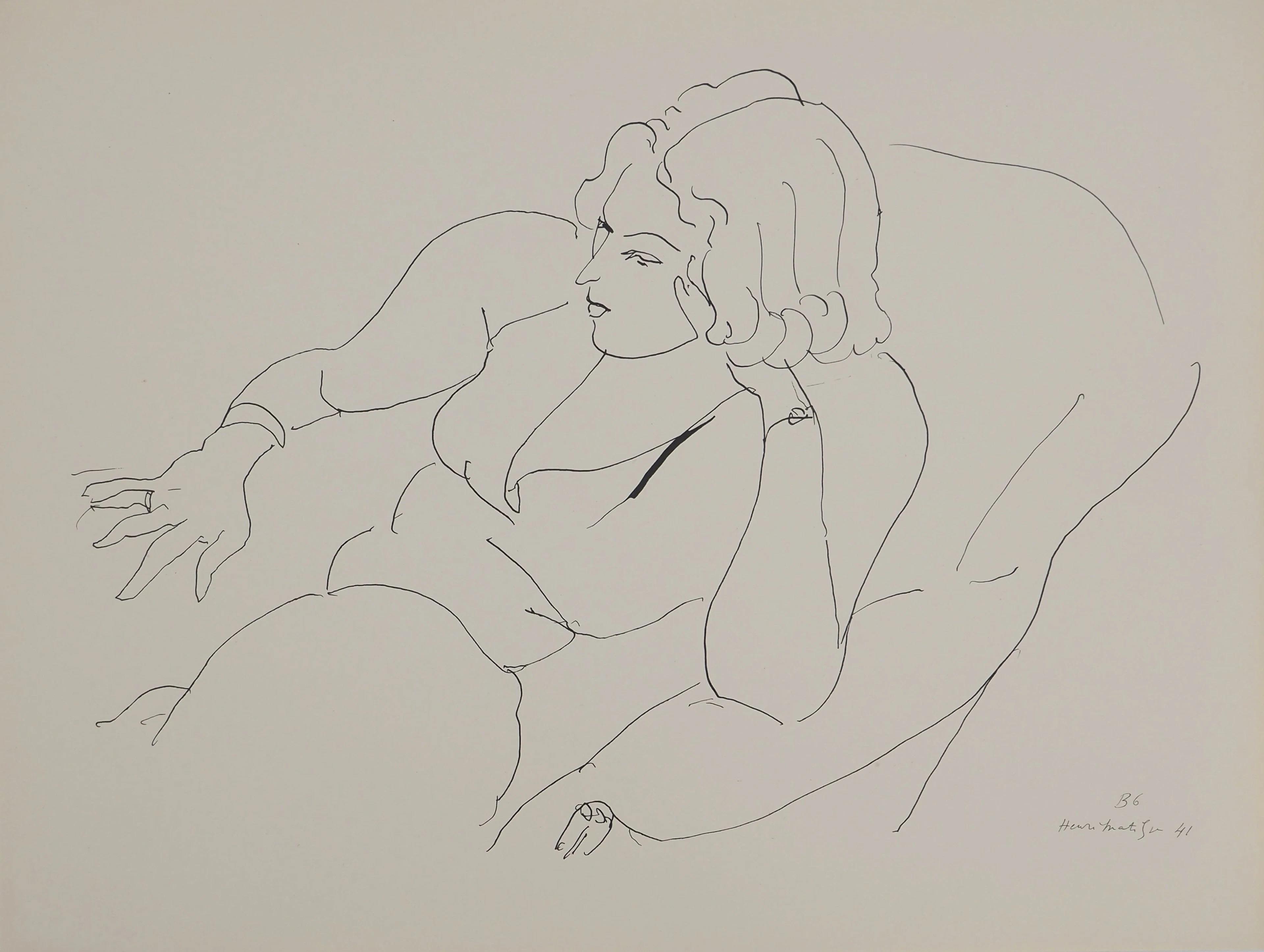 Henri MATISSE : Portrait de profil, Lithographie signée