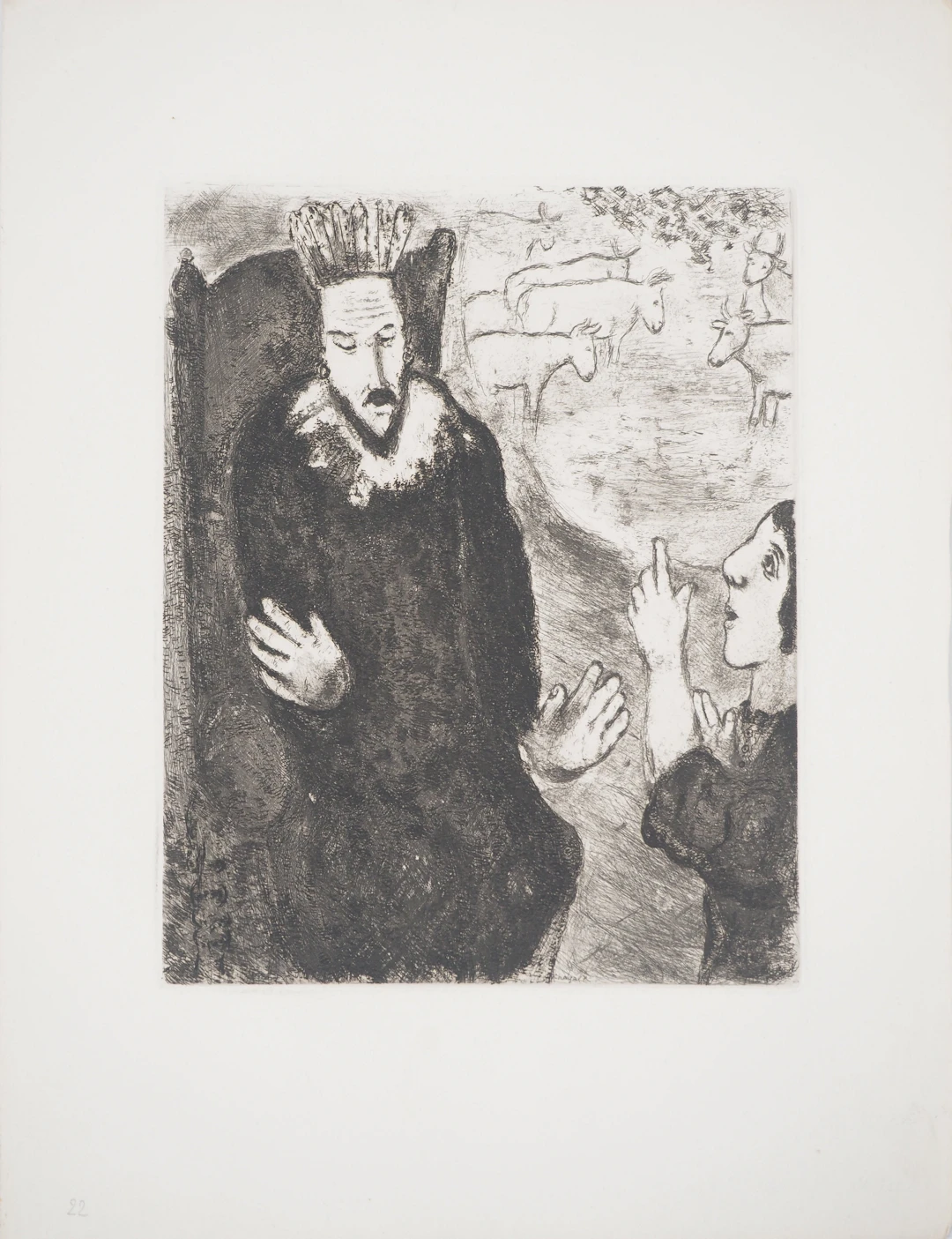 Marc CHAGALL : Le songe de Pharaon, Gravure originale signée