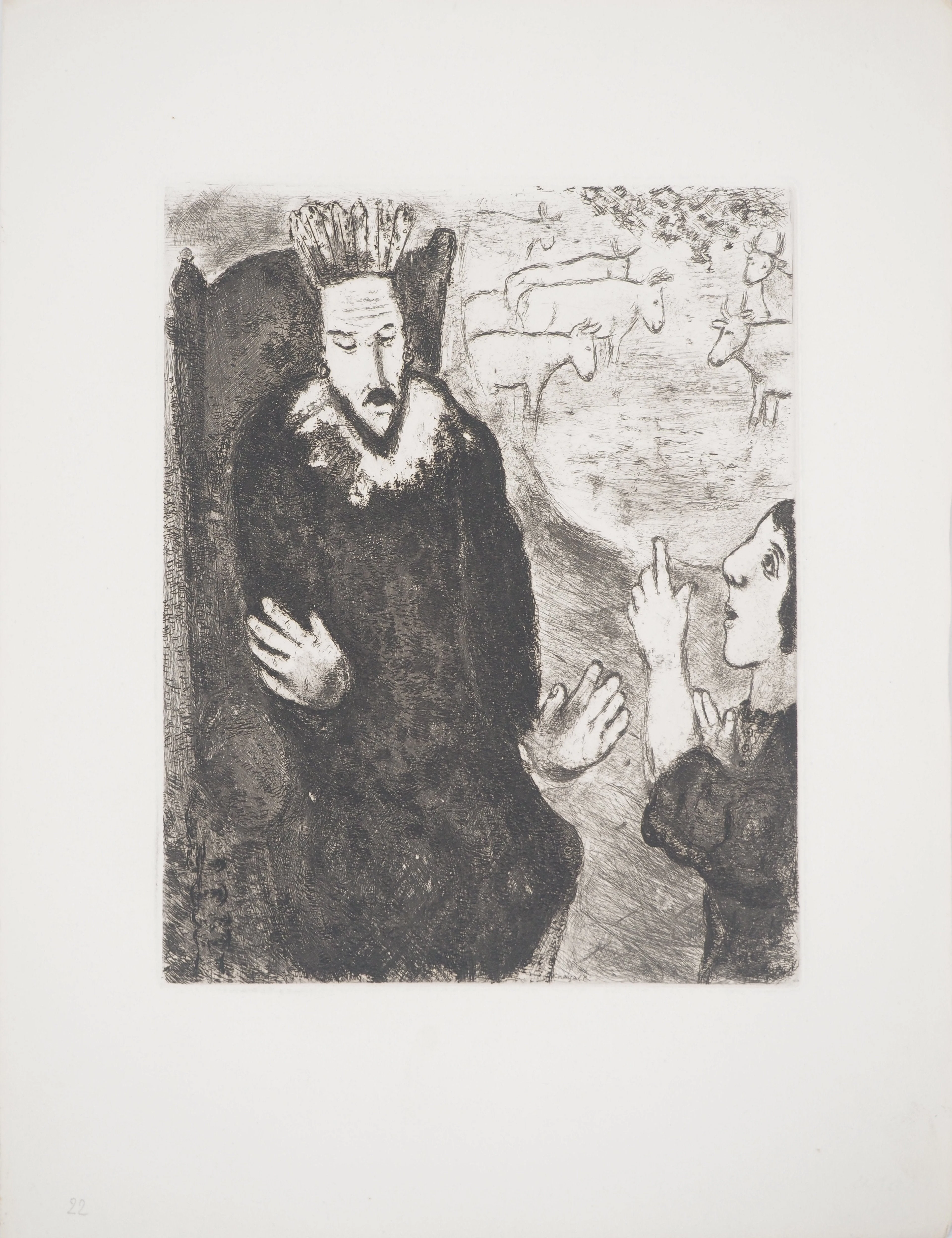 Marc CHAGALL : Le songe de Pharaon, Gravure originale signée