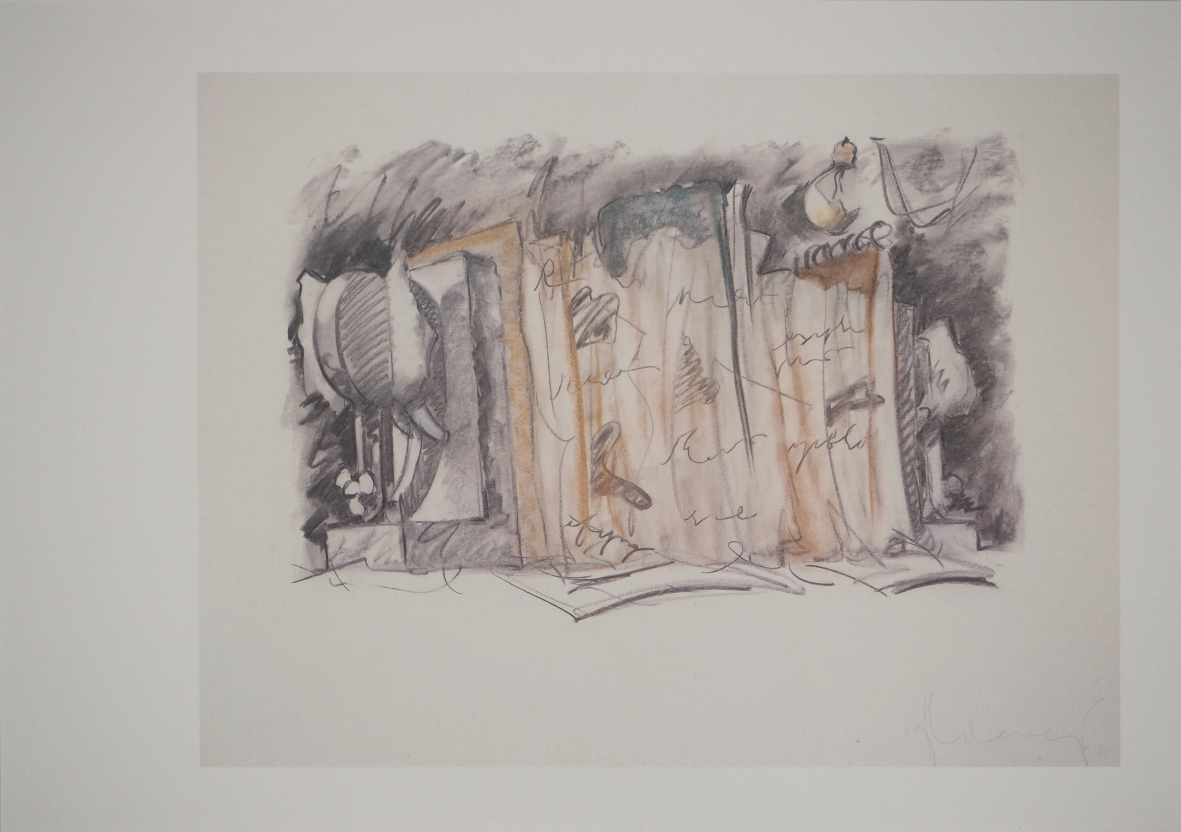 Claes OLDENBURG : Etude pour la librairie anthropique, Héliogravure signée