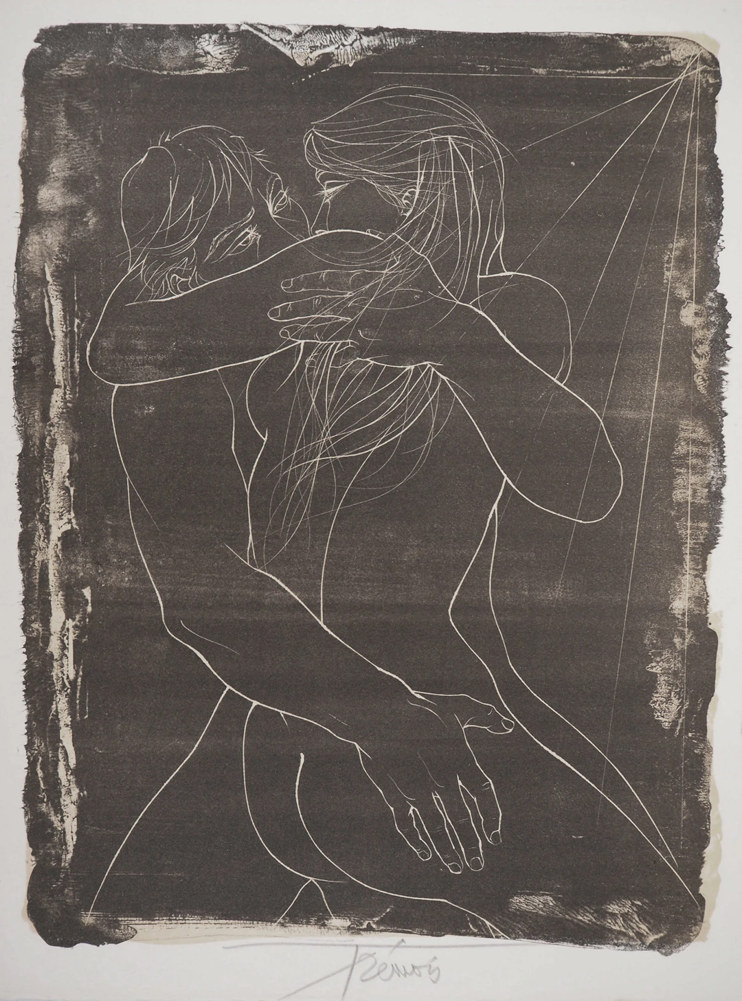 Pierre-Yves TREMOIS - Couple enlacé - Lithographie originale Signée
