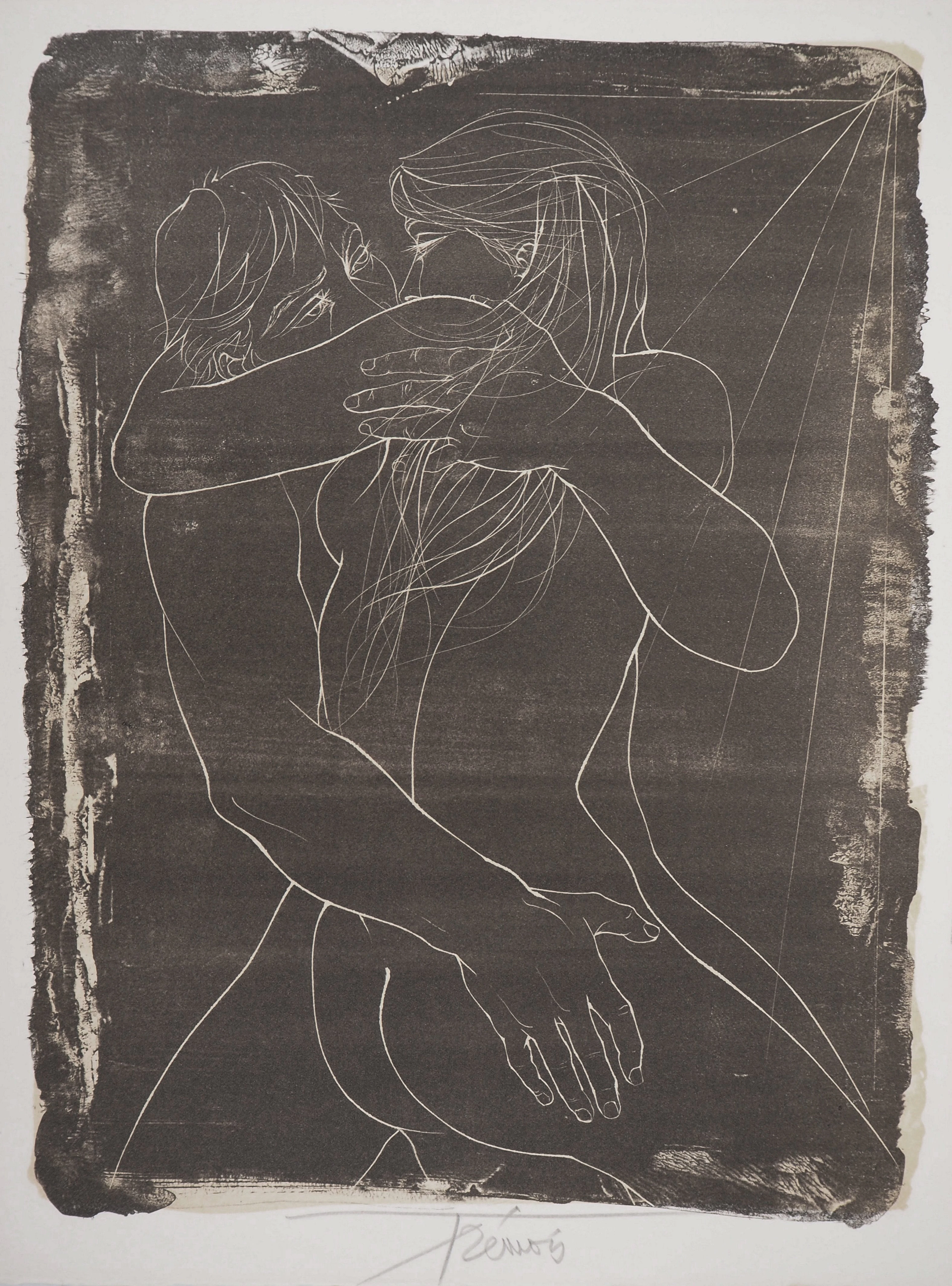 Pierre-Yves TREMOIS - Couple enlacé - Lithographie originale Signée
