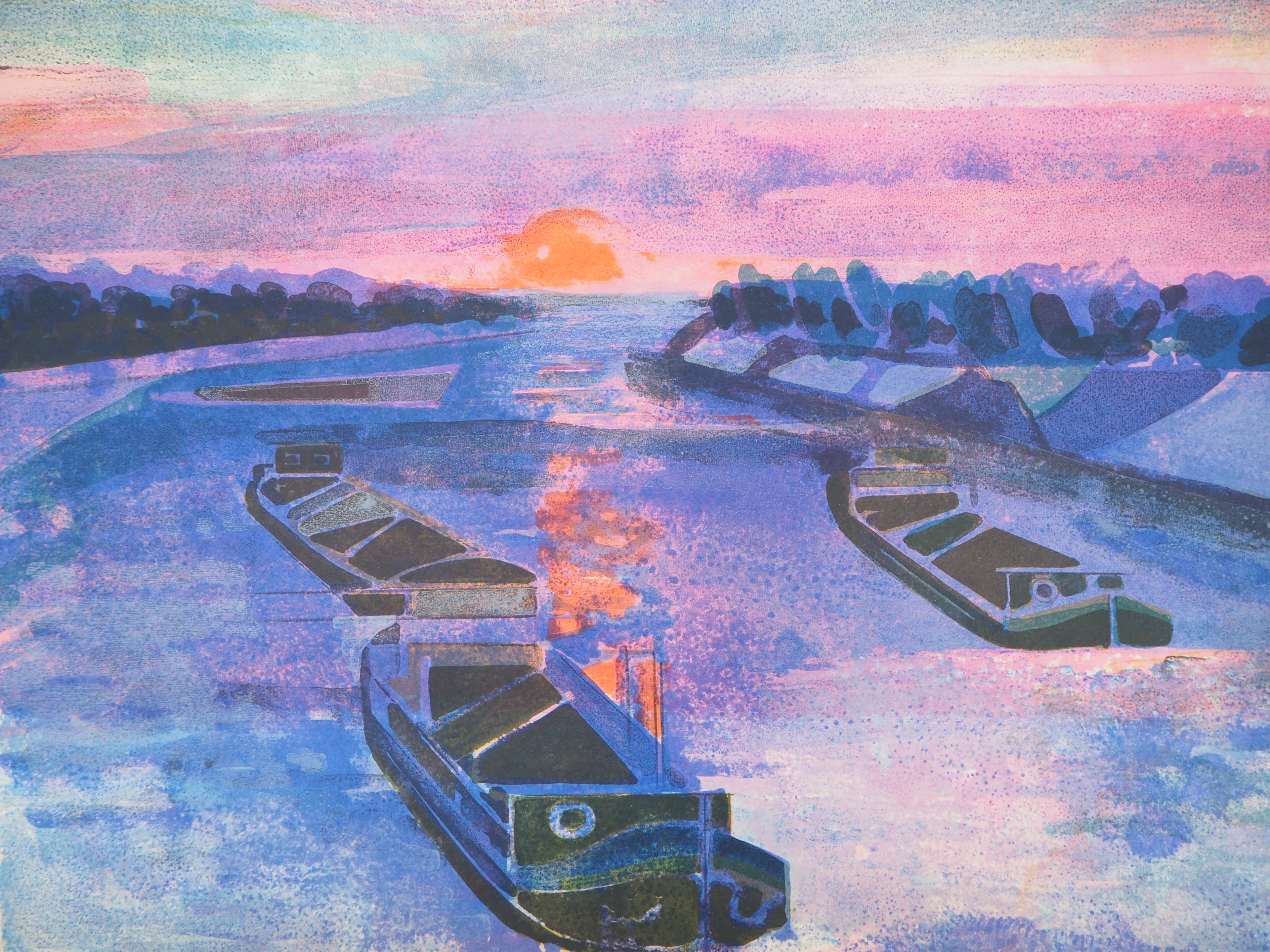 Camille HILAIRE - Hommage à Monet, Impression Soleil Levant - Lithographie