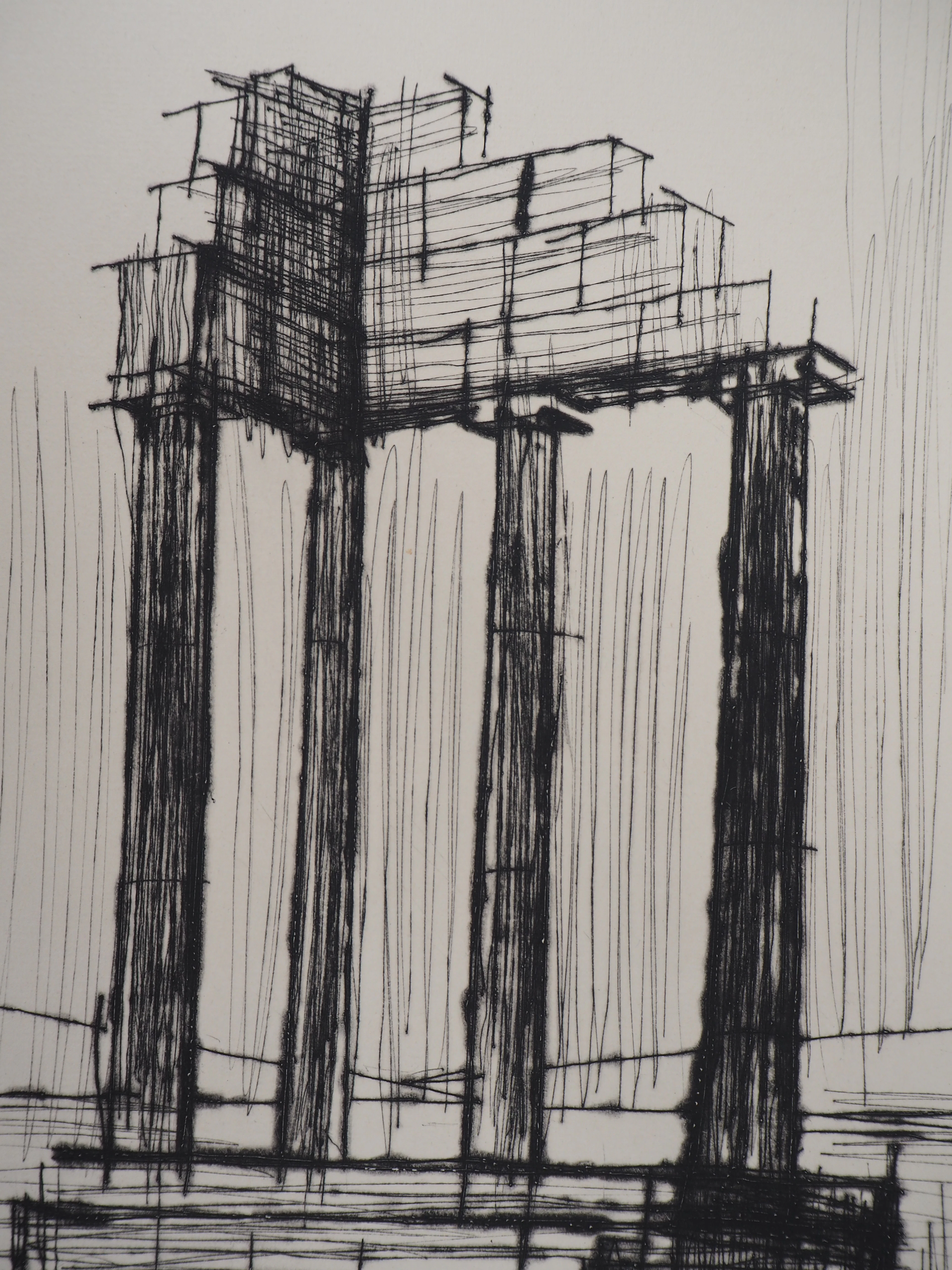 Bernard BUFFET - Temple en Ruine (Pompéi) - Gravure originale