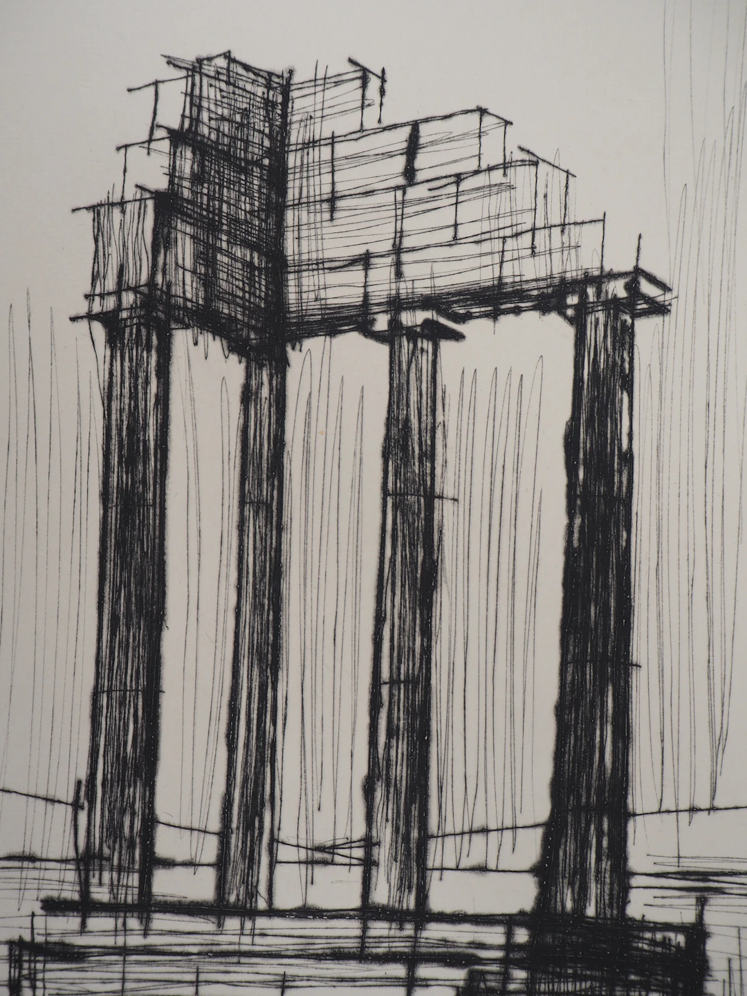 Bernard BUFFET - Temple en Ruine (Pompéi) - Gravure originale