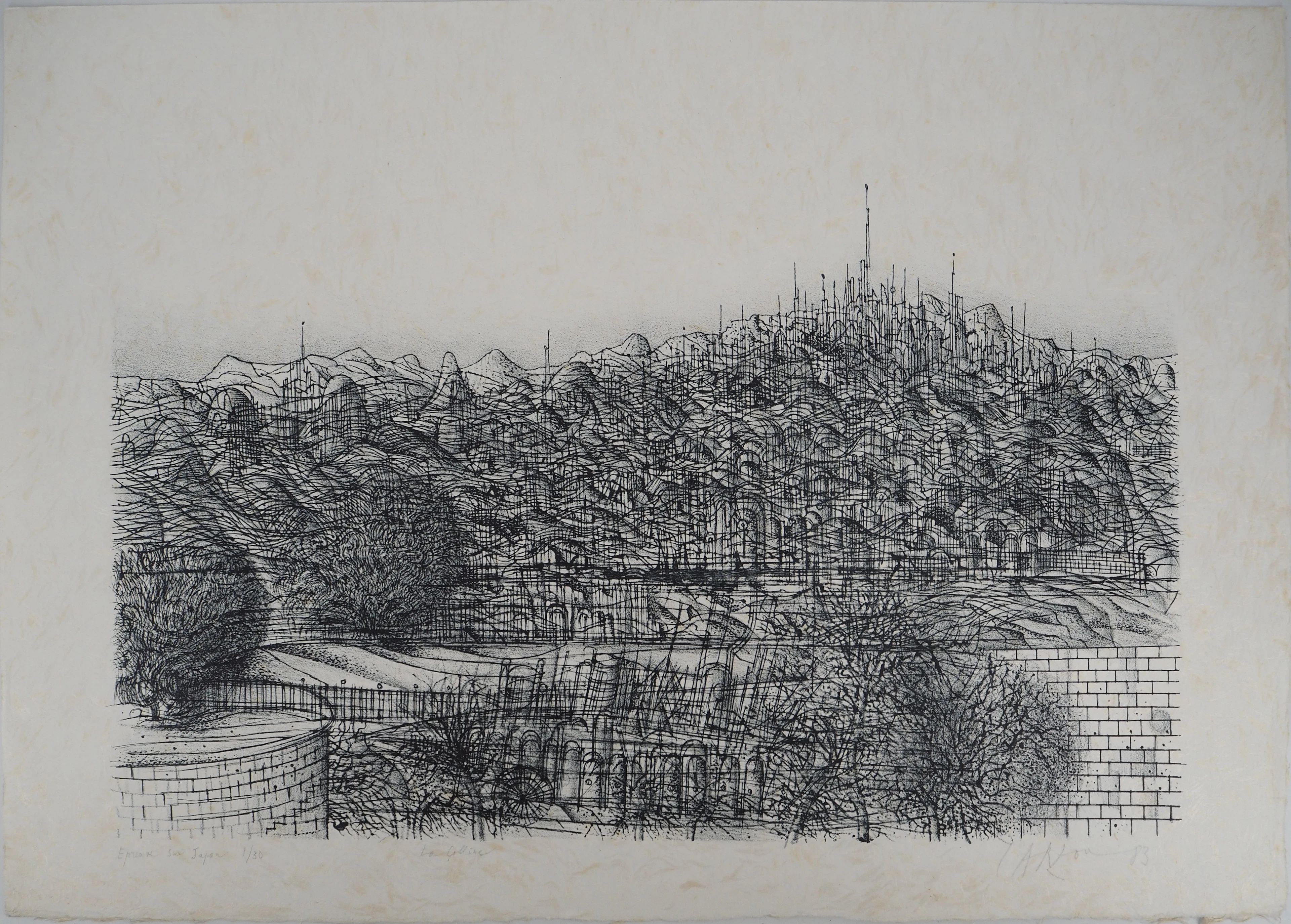 Jean CARZOU, La colline, 1983 - Lithographie originale Signée