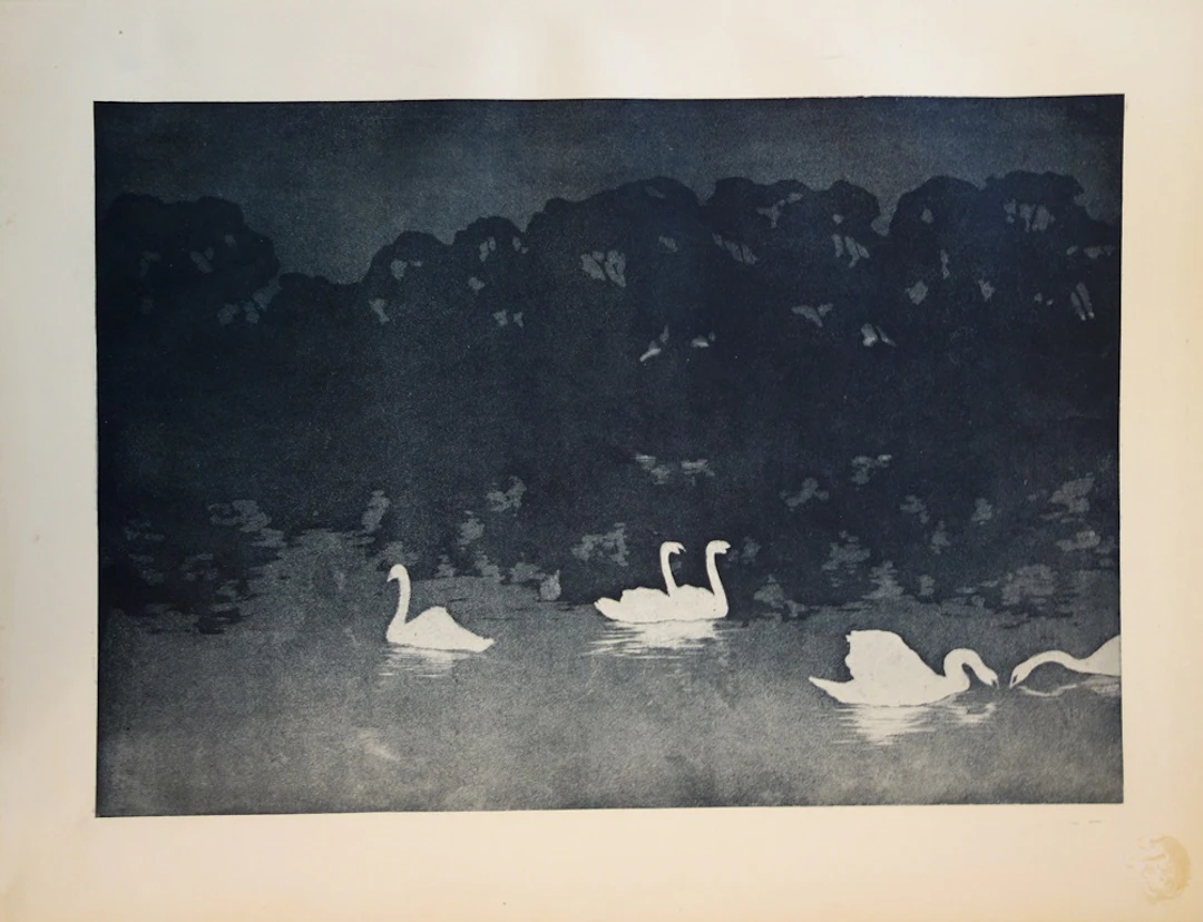 Francis Jourdain - Les cygnes, Lithographie originale signée (1897)
