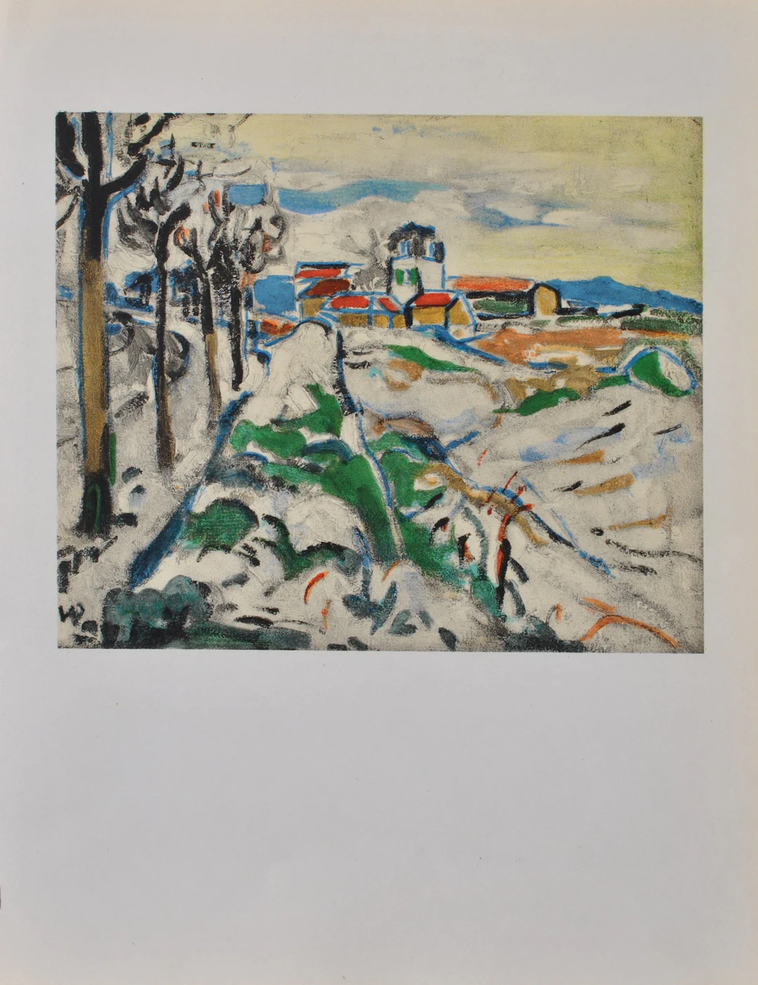 Maurice DE VLAMINCK : Les coteaux de Chatou, Lithographie signée