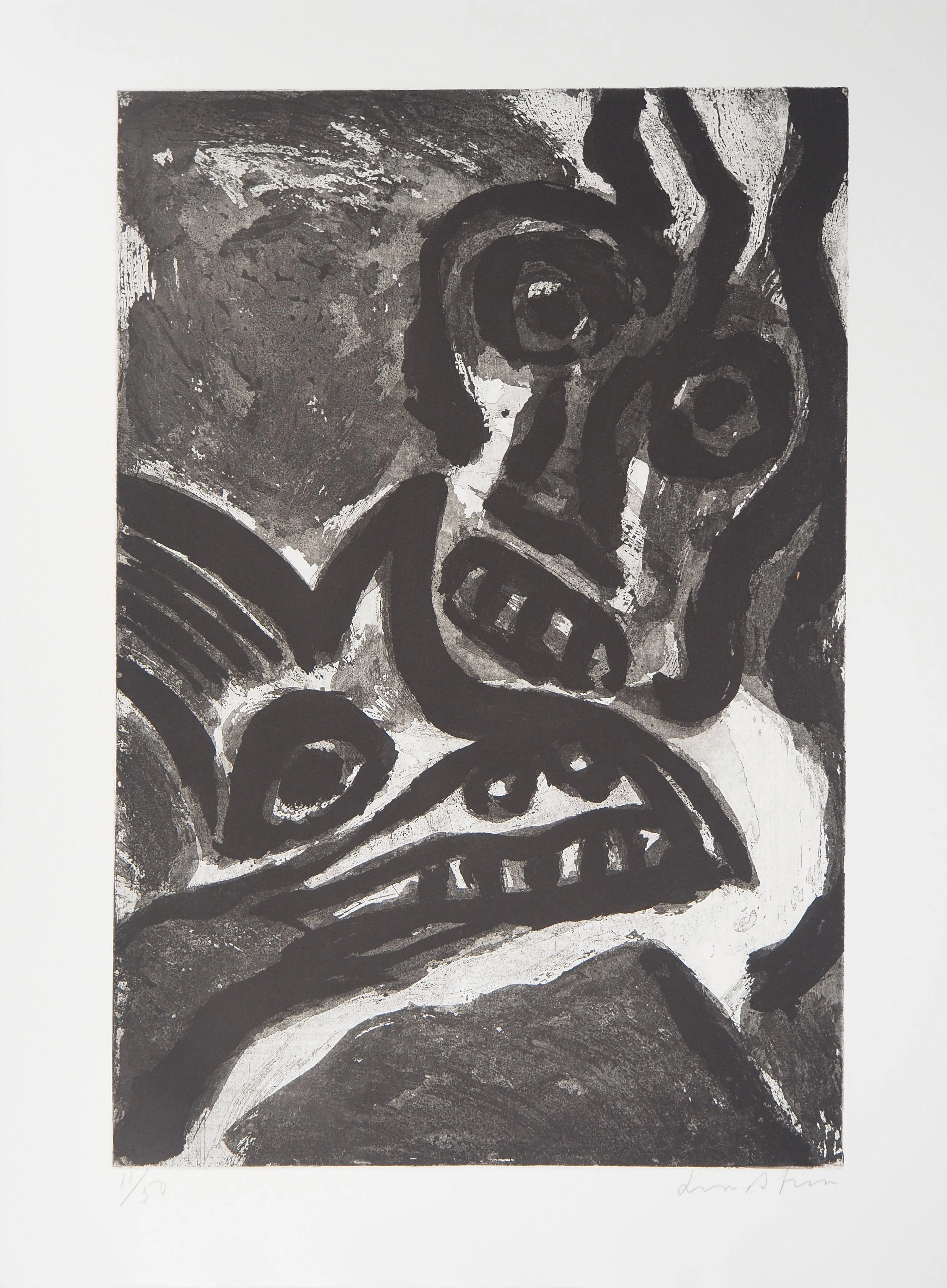 Bengt LINDSTROM : L’Homme et l’animal, Gravure originale signée